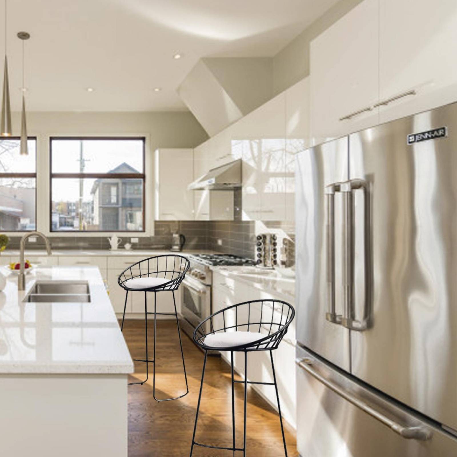 Silla Taburete Tipo Bertoia C Almohadon Malla De Acero X 2 