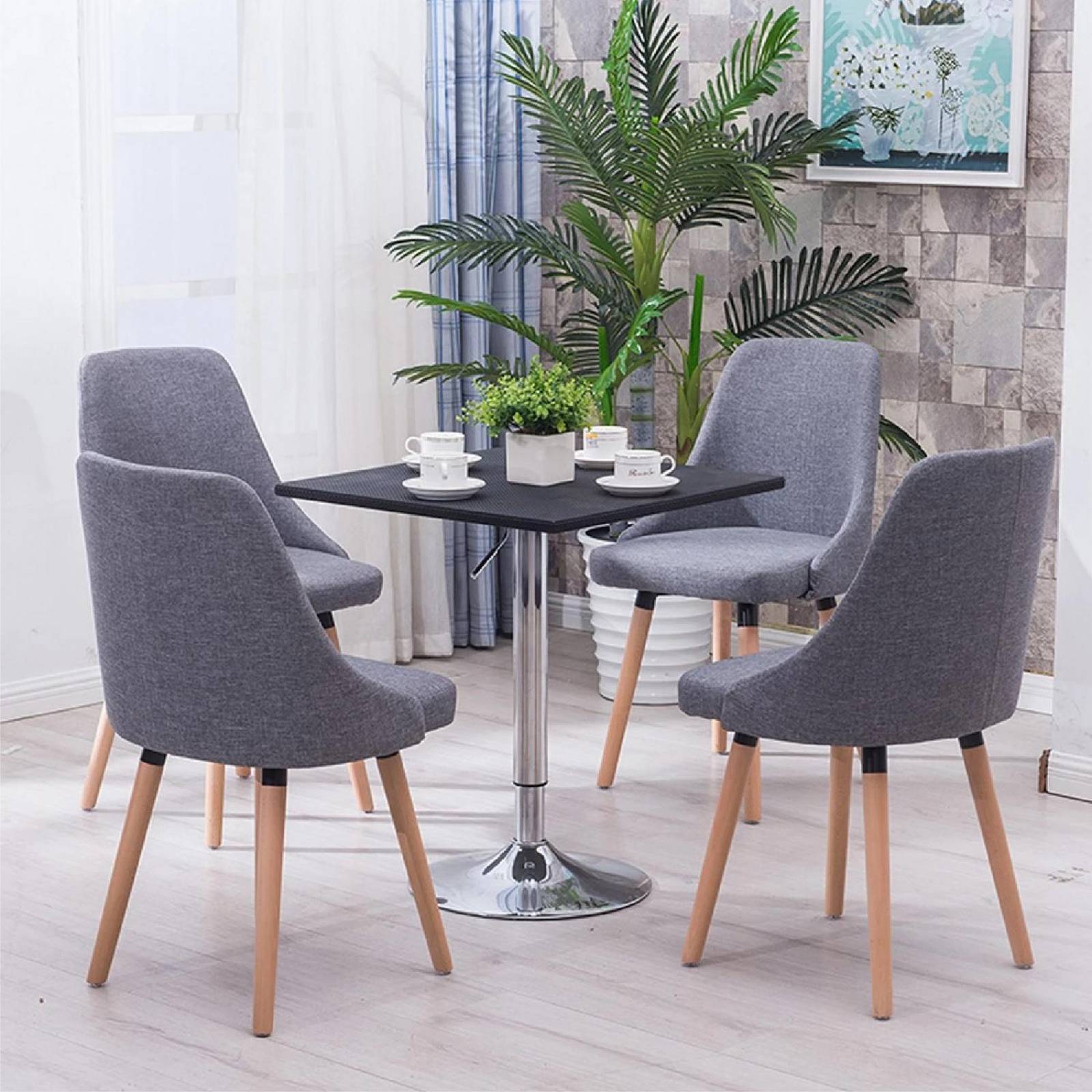 Silla Comedor Harvey Sillón Sala Moderno Minimalista Madera Gris