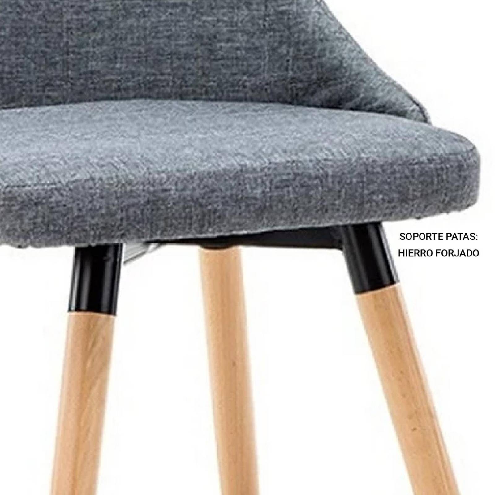 Silla Comedor Harvey Sillón Sala Moderno Minimalista Madera Gris