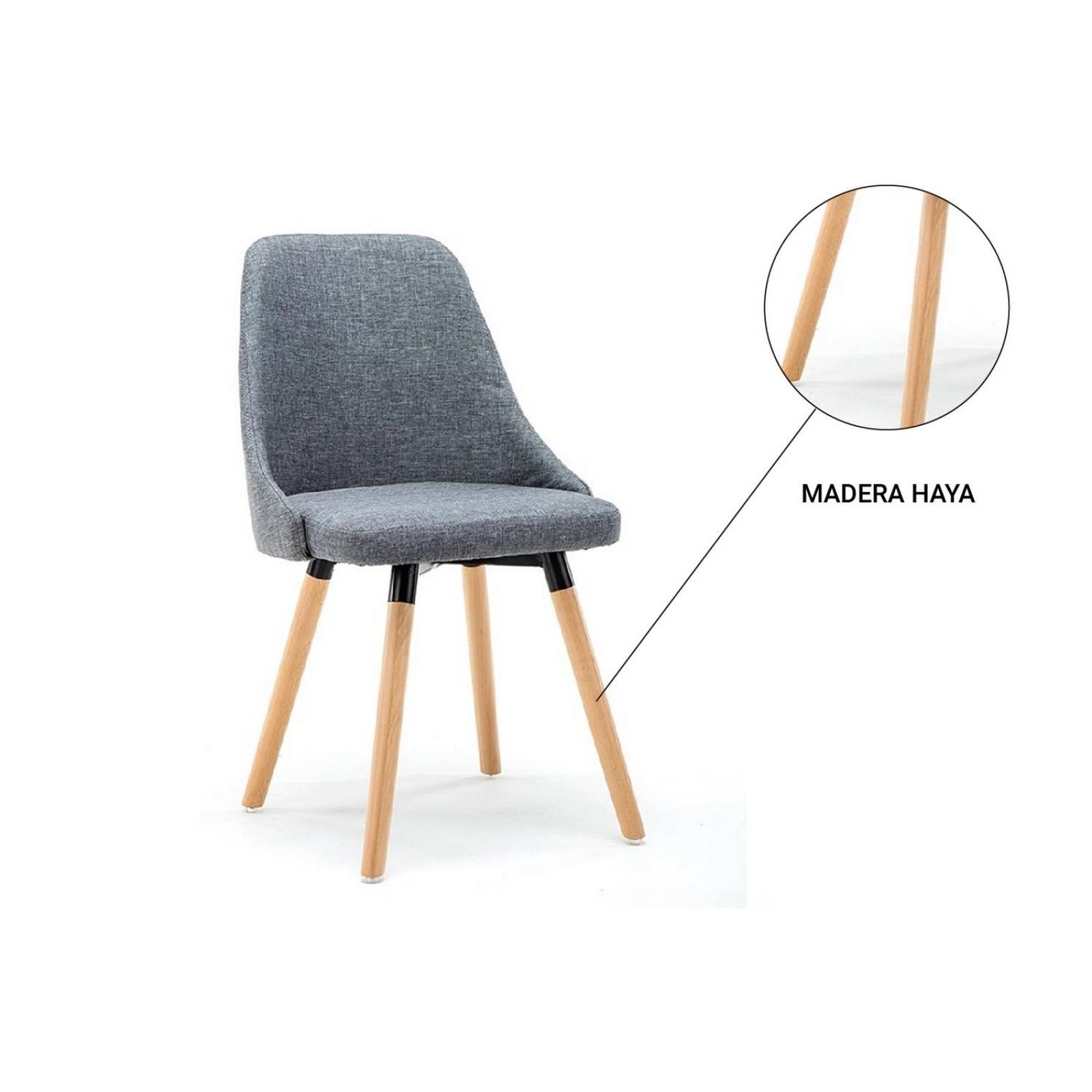 Silla Comedor Harvey Sillón Sala Moderno Minimalista Madera Gris