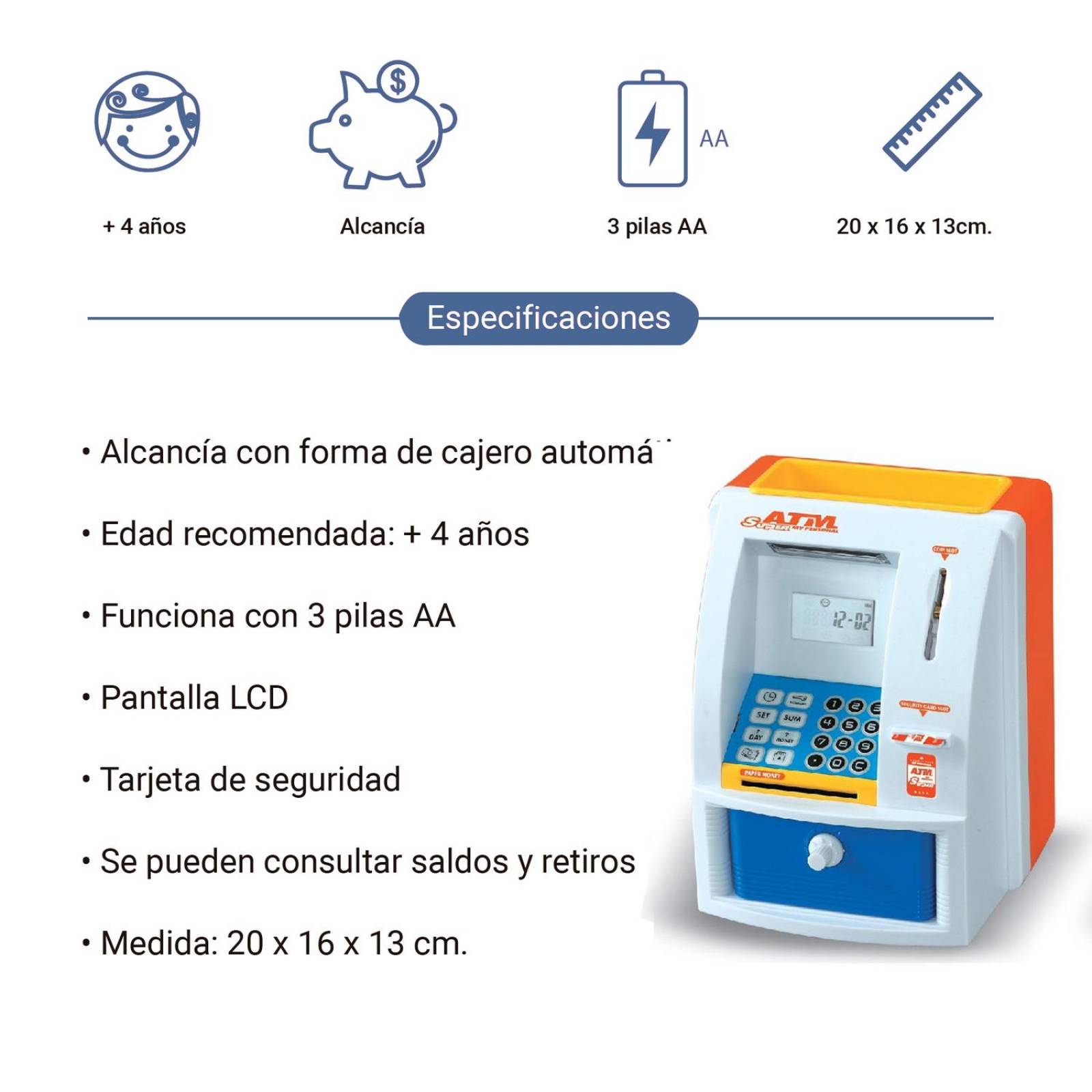 Mini Cajero Automático De Juguete - Caja Fuerte - Alcancía 