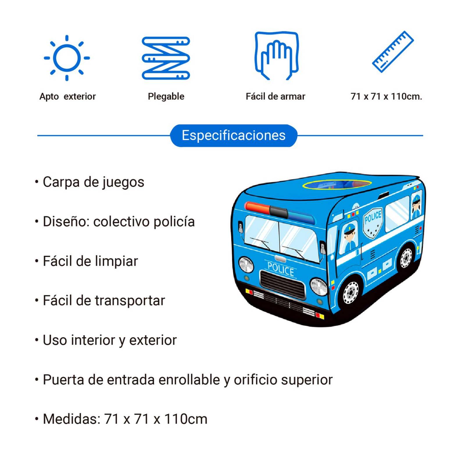 Túnel Carpa Tienda De Juegos Niños Autobus Interior Exterior