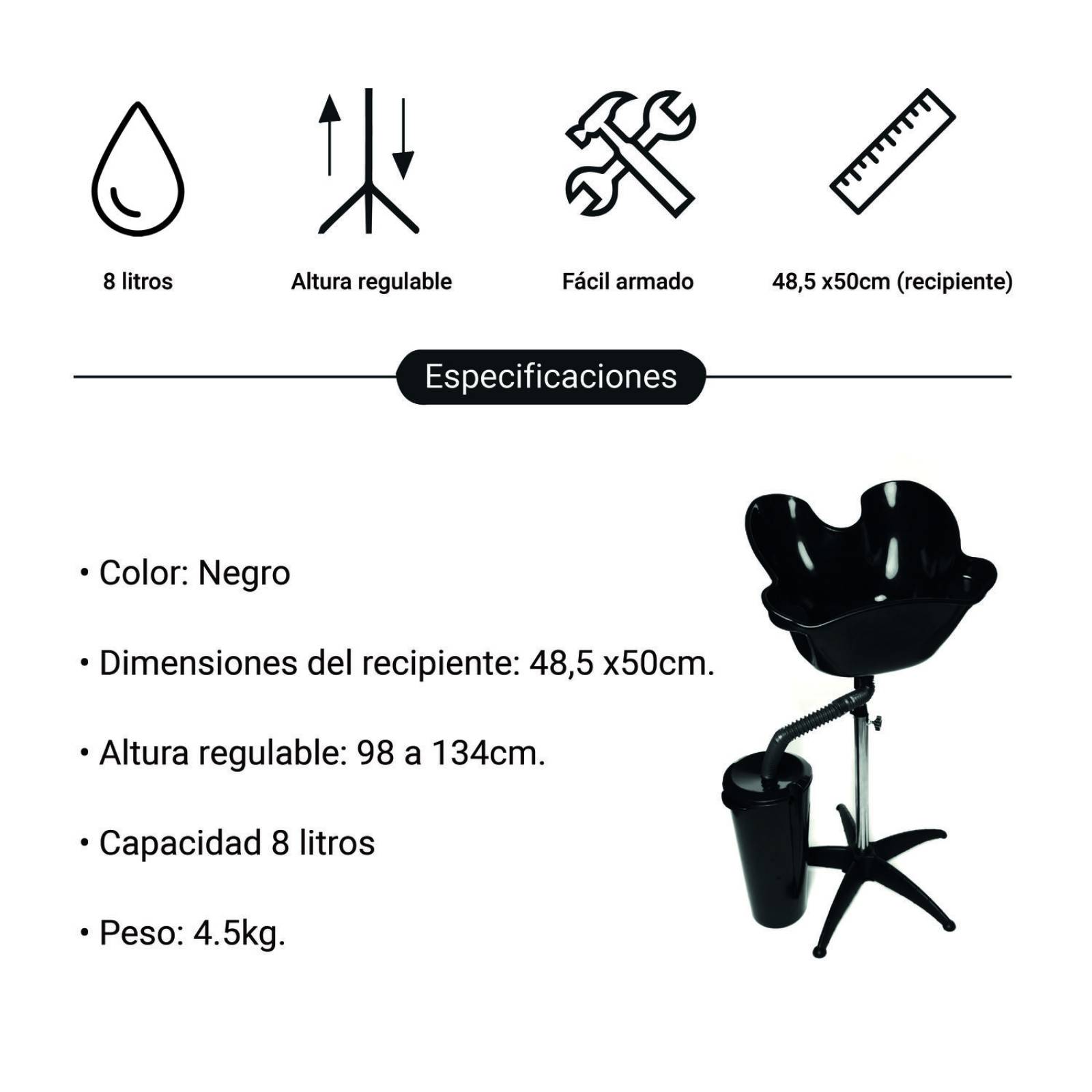 Lavatorio portátil de peluquería con receptáculo de descarga 