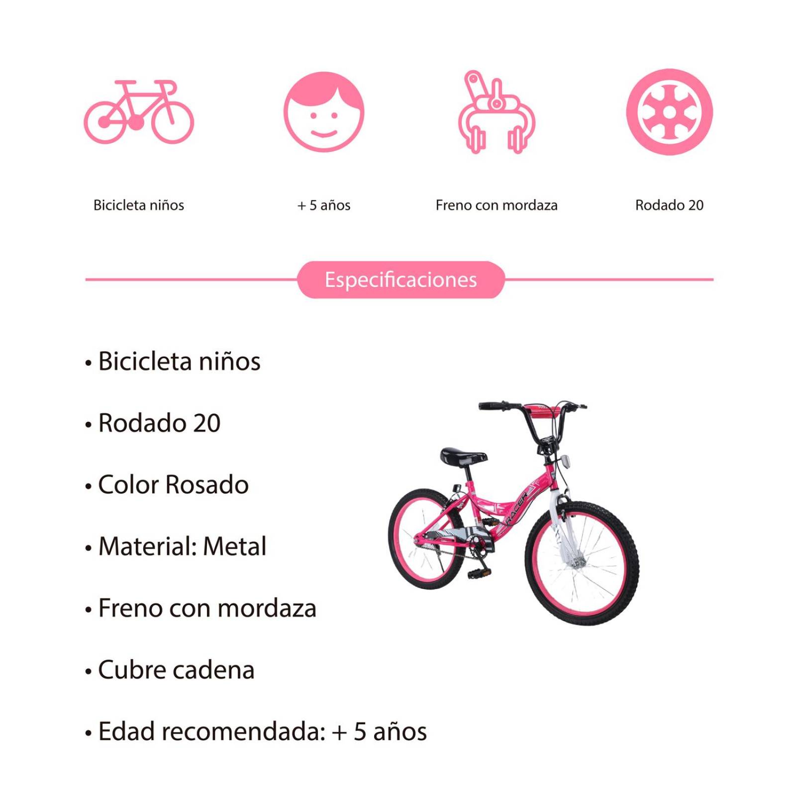 Bicicleta Urbana r20 para niña Rosa Infantil Oferta 