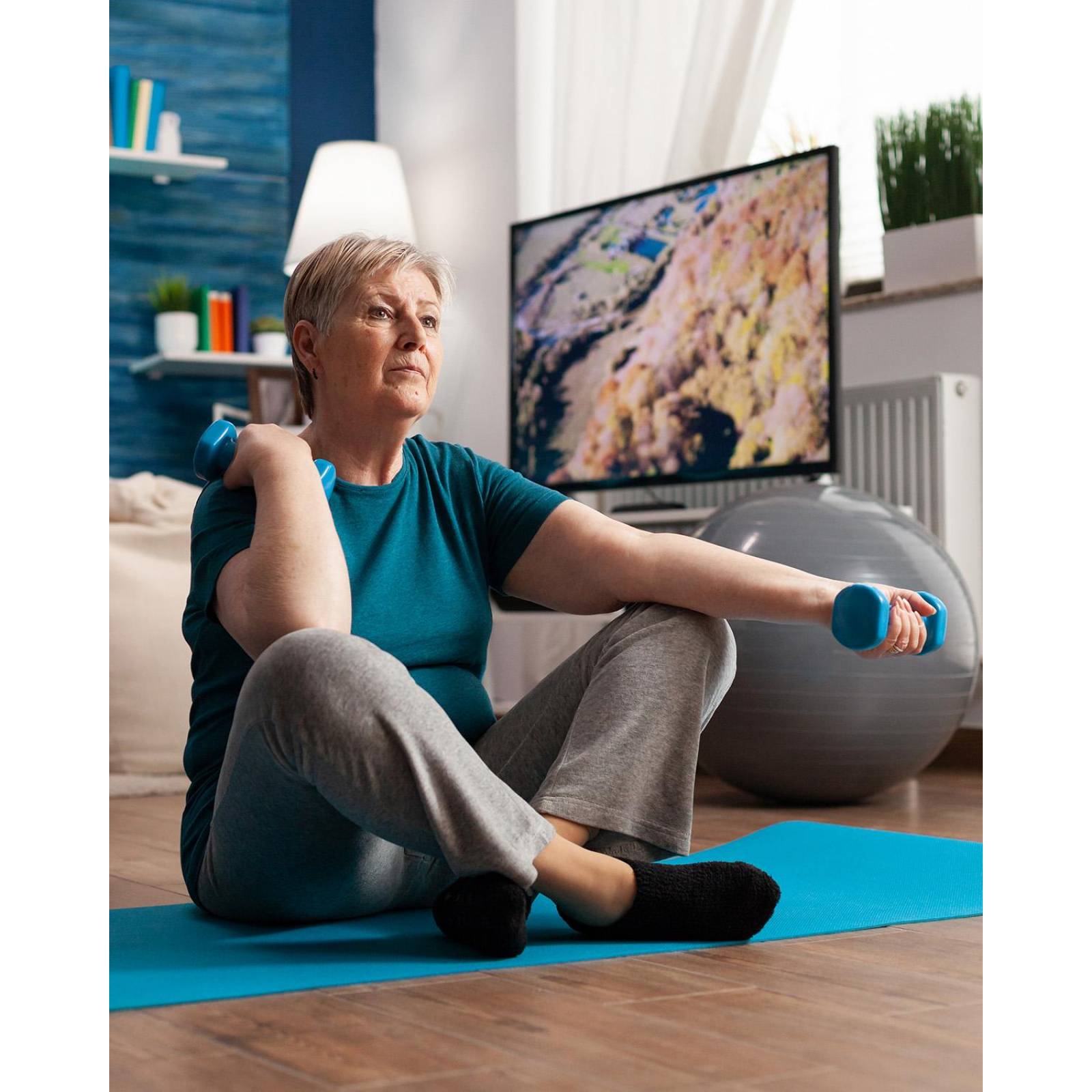 Dumbell, rubber covered 1KG Blue ZGF-035-1-AZ 