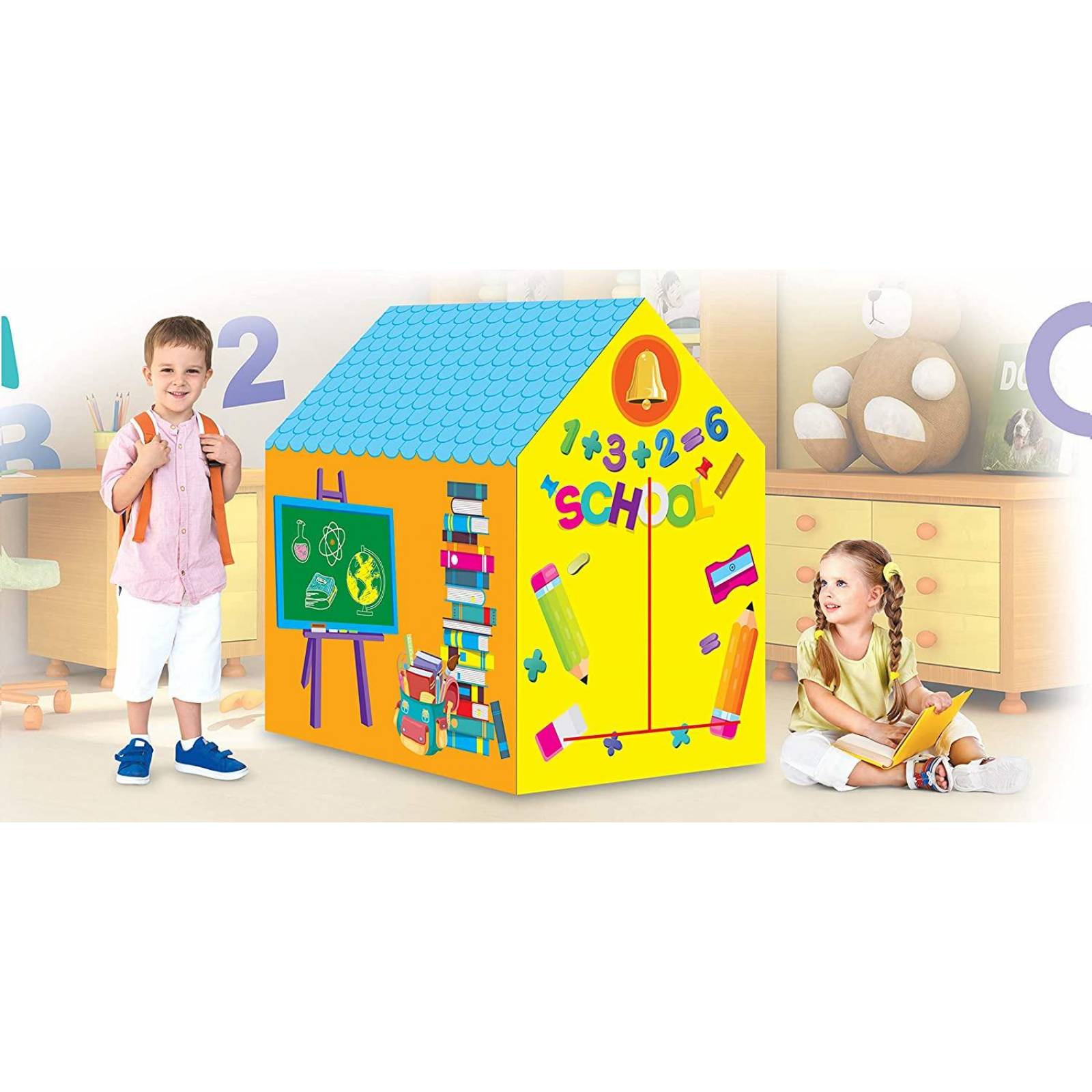 Casita De Tela Para Niños Ambientada Escuela + 50 pelotitas