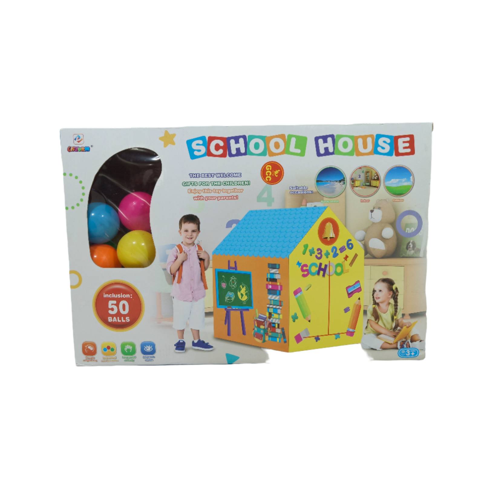 Casita De Tela Para Niños Ambientada Escuela + 50 pelotitas