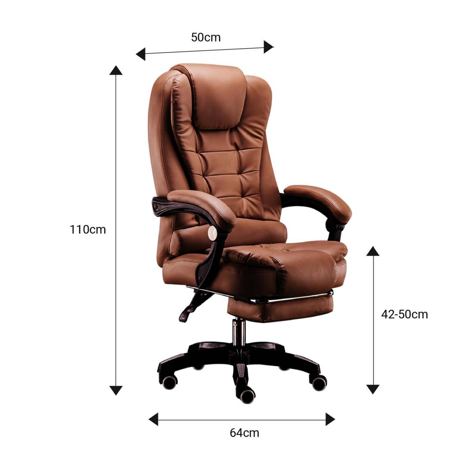 Silla Ejecutiva Sillón Oficina 7 Puntos Masajes Y Reposapies Marrón