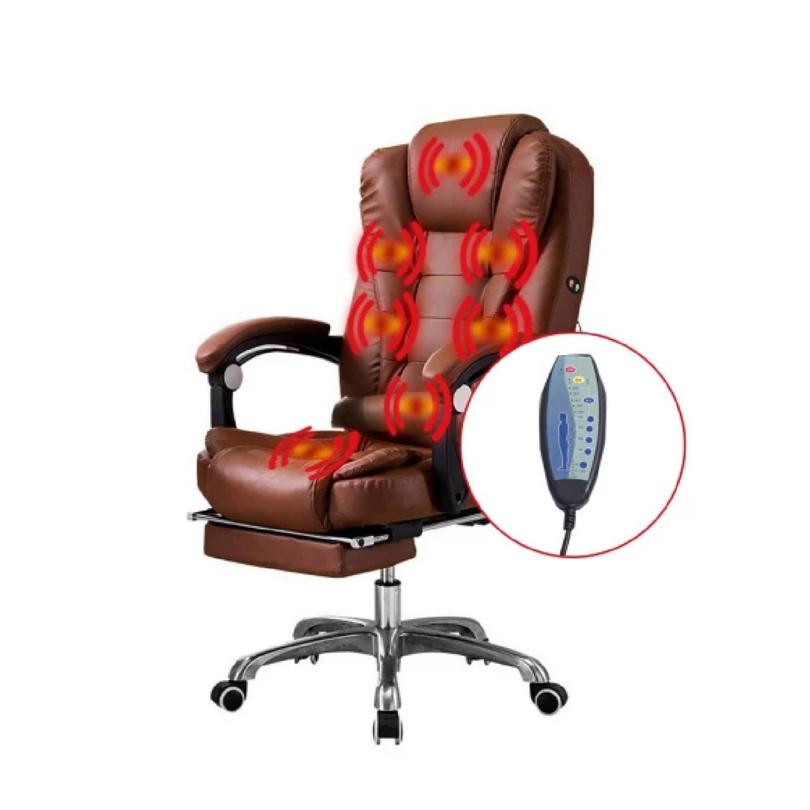 Silla Ejecutiva Sillón Oficina 7 Puntos Masajes Y Reposapies Marrón