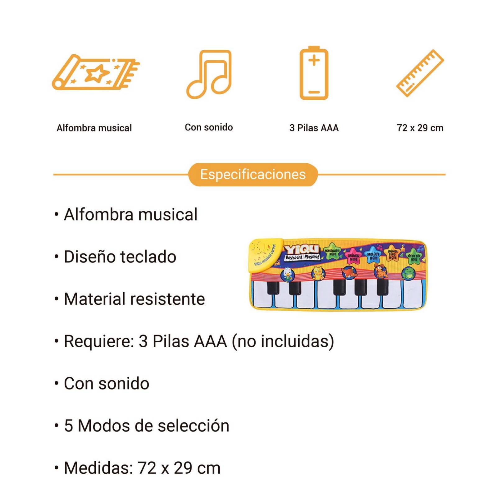 Juguete alfombra de teclado musical tapete para niños piano 