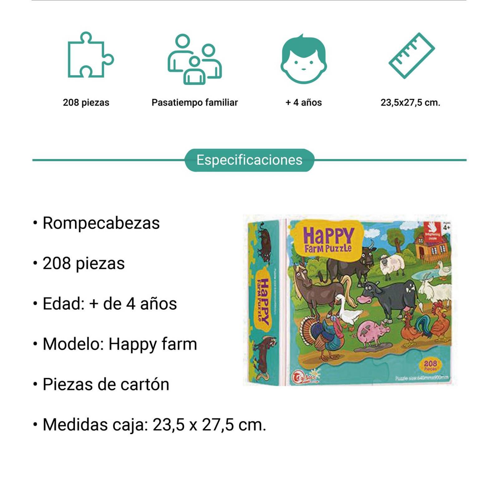 Juguete Puzzle infantil 208 pcs. Granja 88092 