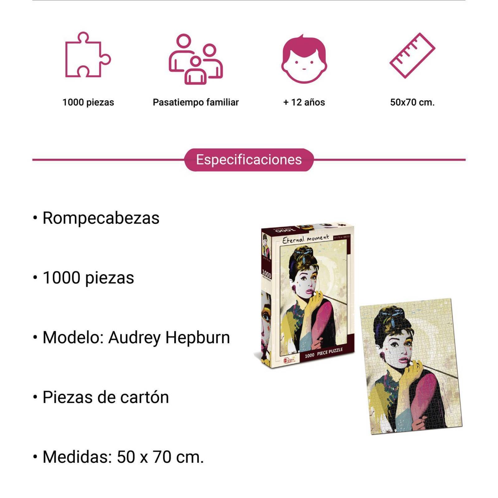 Rompecabezas 1000 Pz Pintura Audrey Hepburn Puzzle 