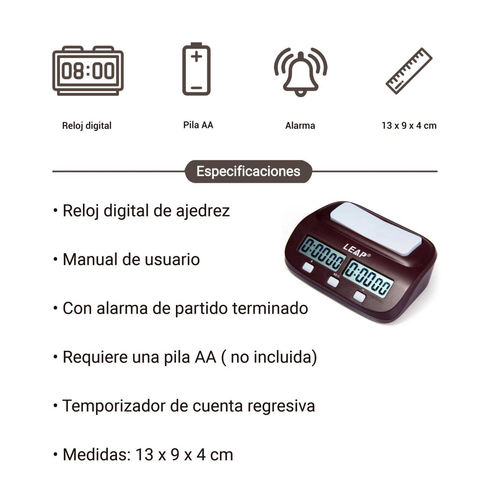 Reloj Digital  de Ajedrez Temporizador Profesional Juego de Mesa 