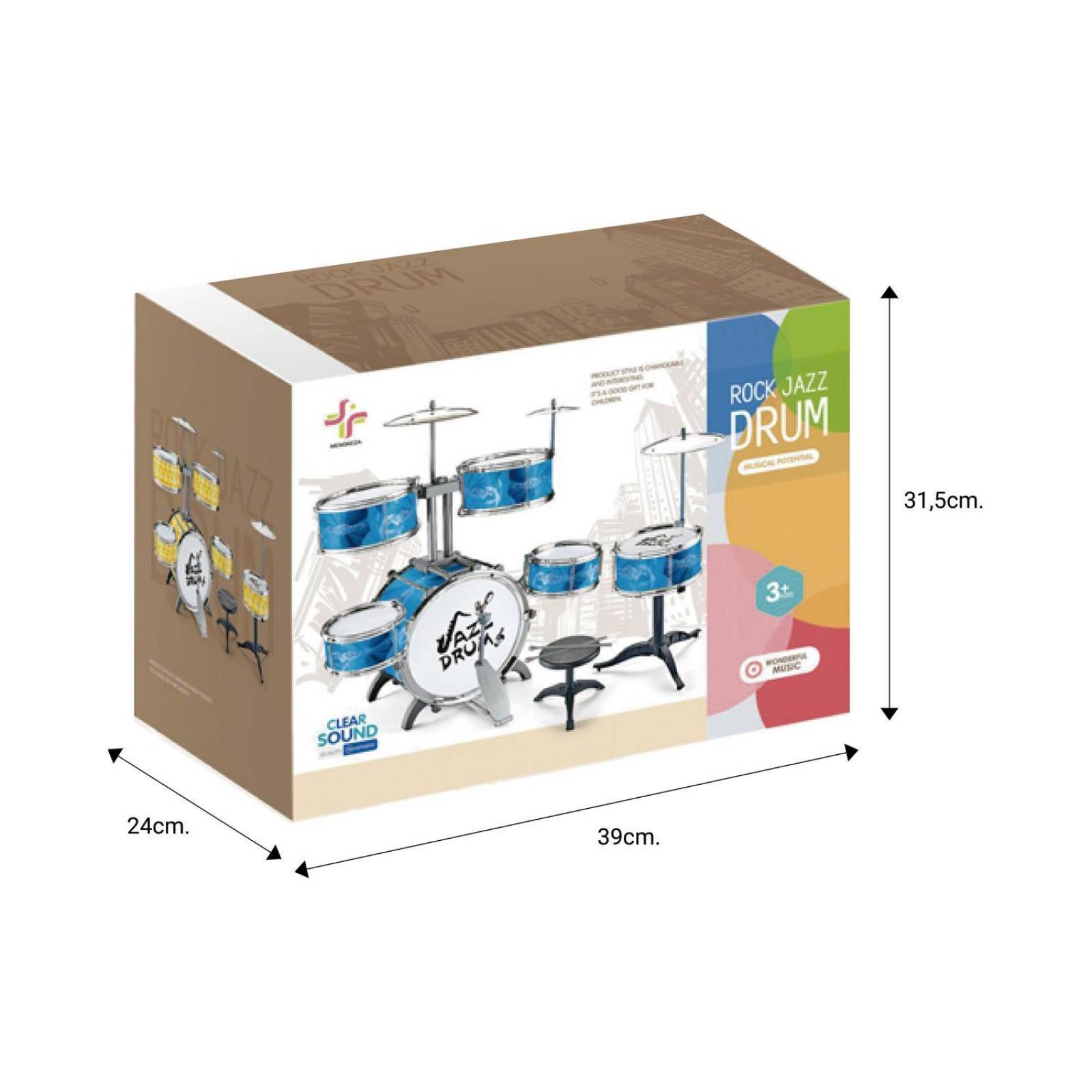 Bateria Musical Infantil 6 Tambores Niño Juguete