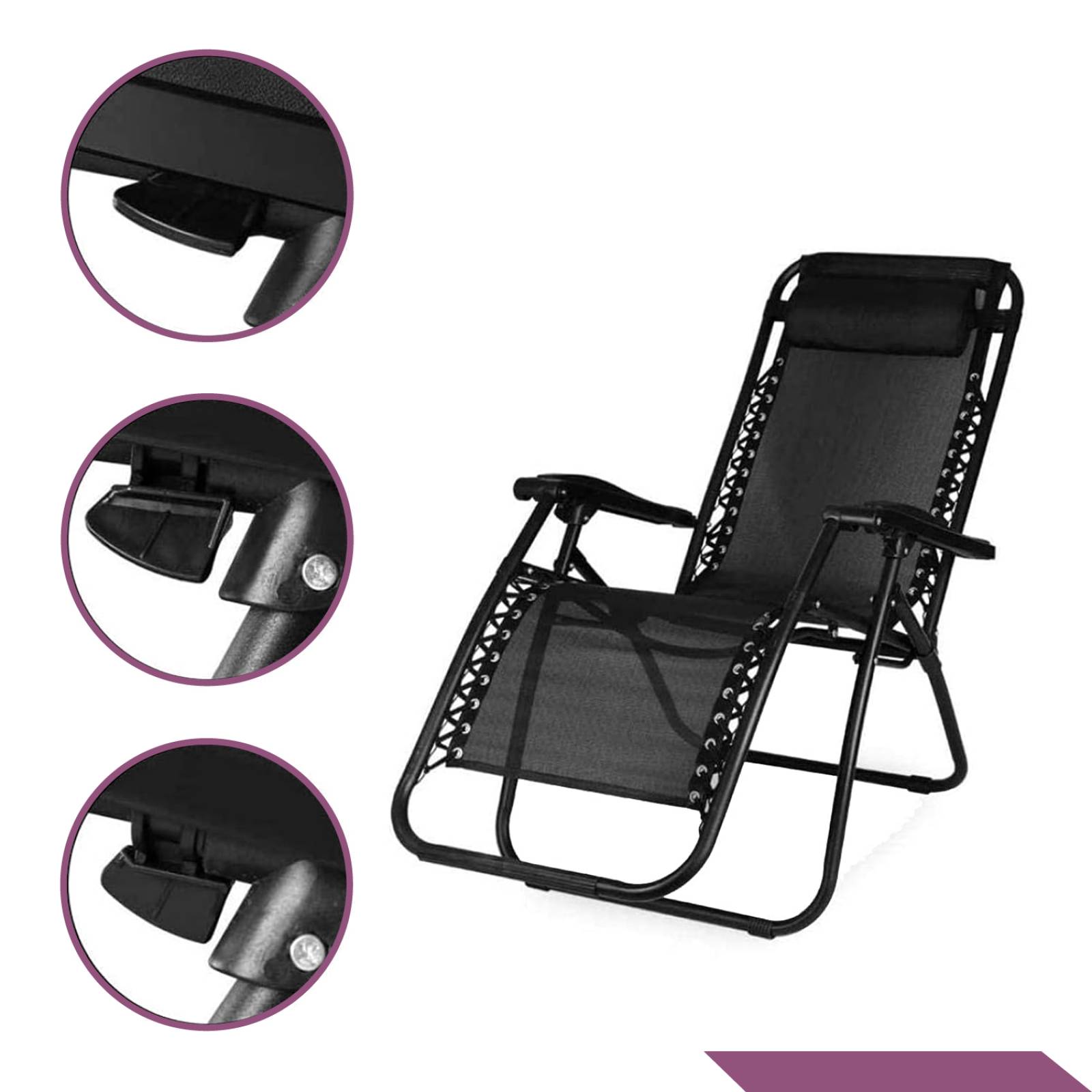 Camastros Silla Plegable Portátil Negro