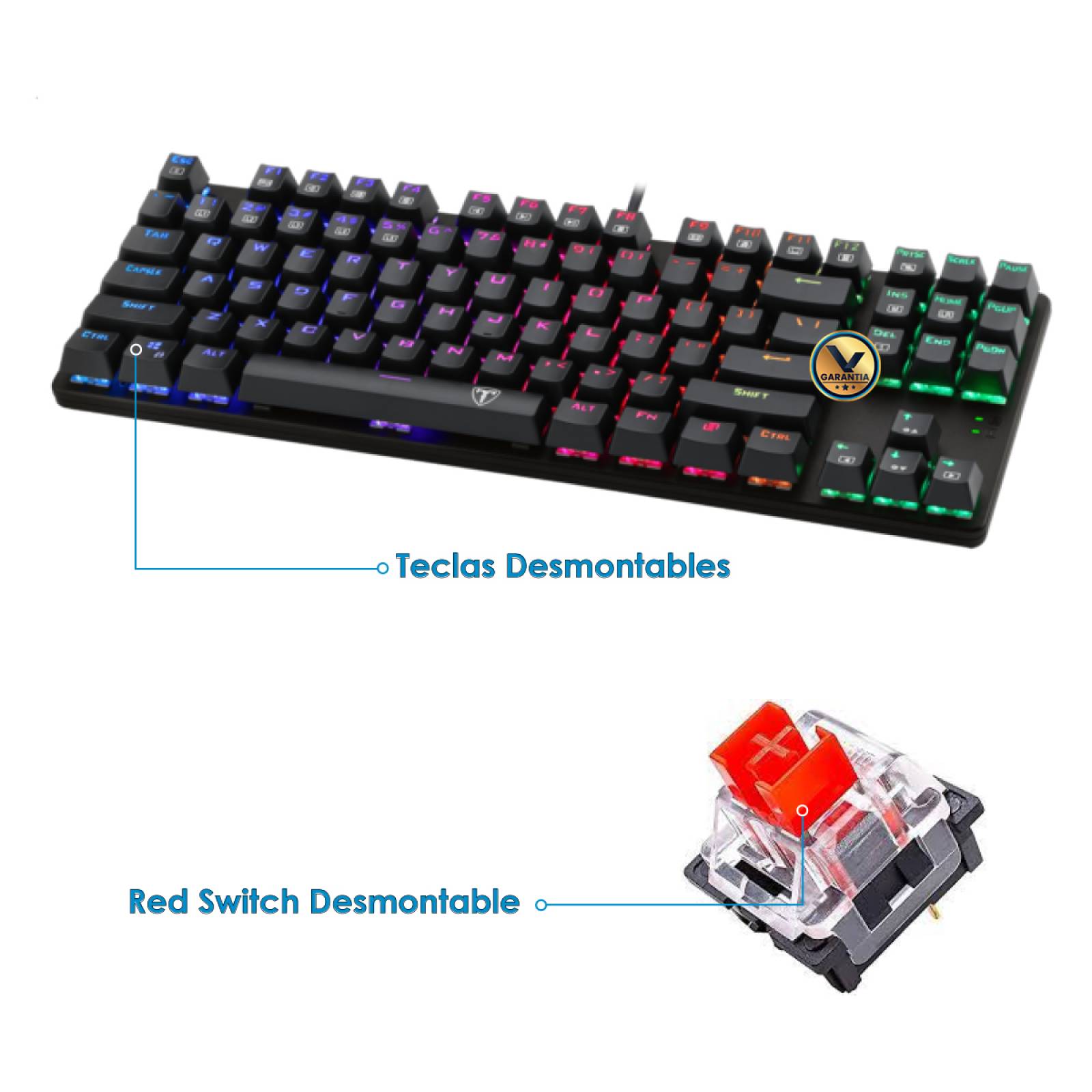 Teclado Mecánico Gamer Blanco Switch Blue Retro Iluminado RGB Bora