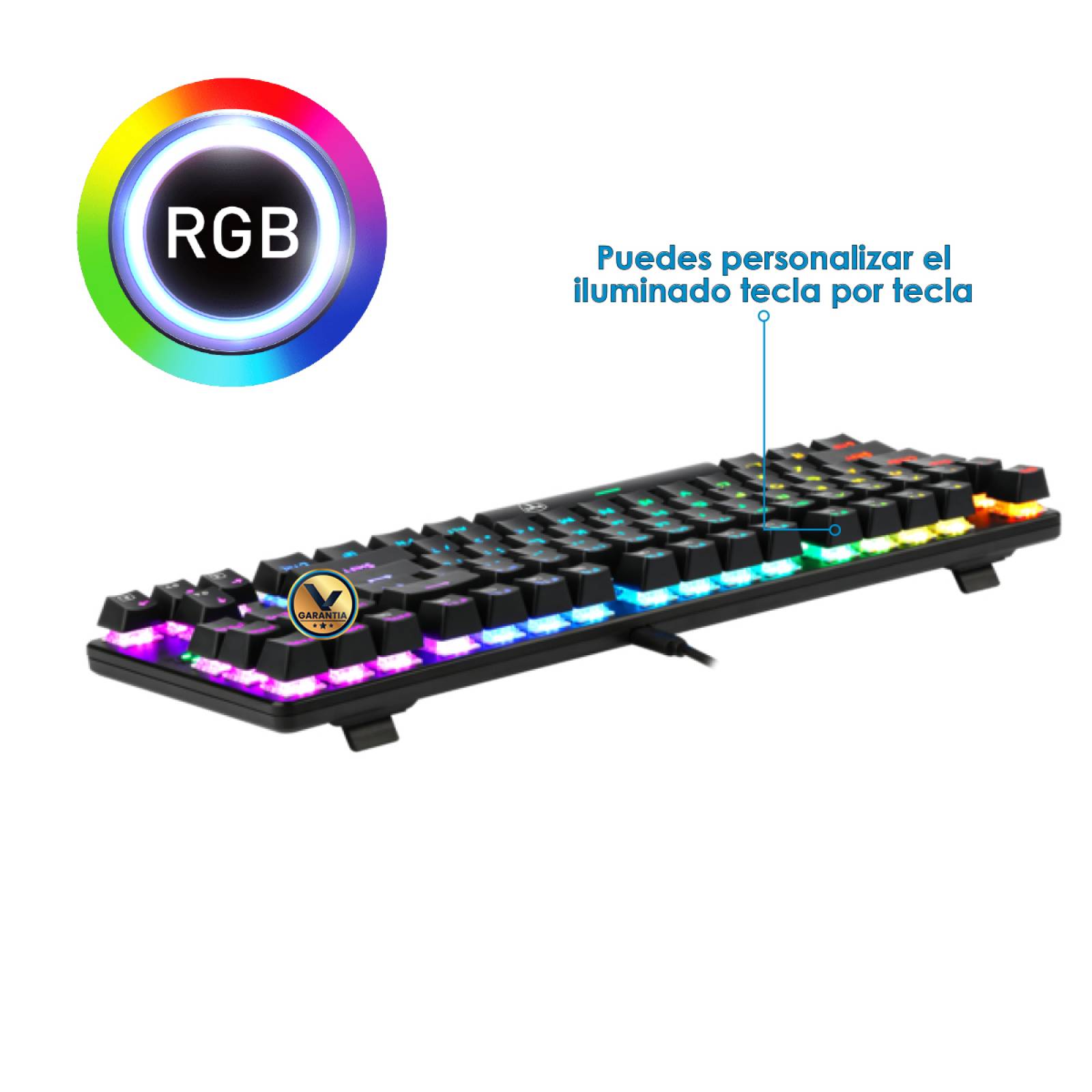 Teclado Mecánico Gamer Blanco Switch Blue Retro Iluminado RGB Bora