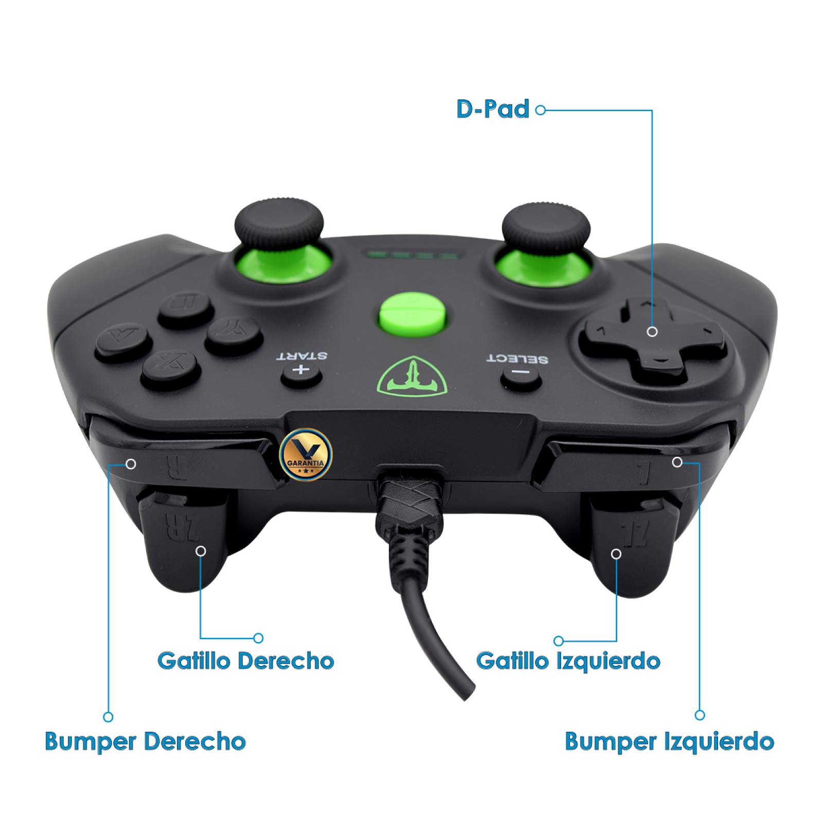 Control USB Alambrico Compatible Nintendo Switch PC PS3