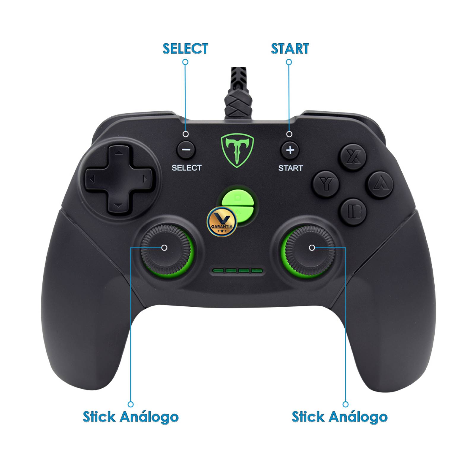 Control USB Alambrico Compatible Nintendo Switch PC PS3