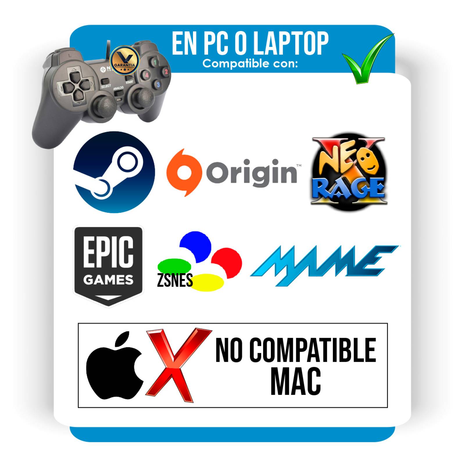 Control Alámbrico USB para PC o Laptop