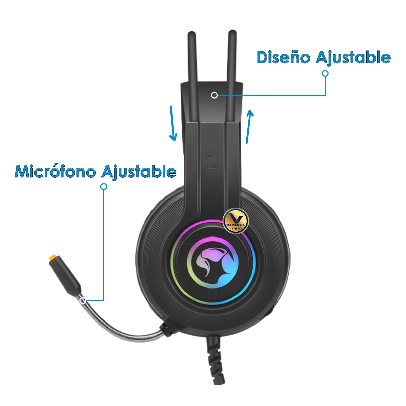 Audífonos Gamer USB con Diadema y Luz Led