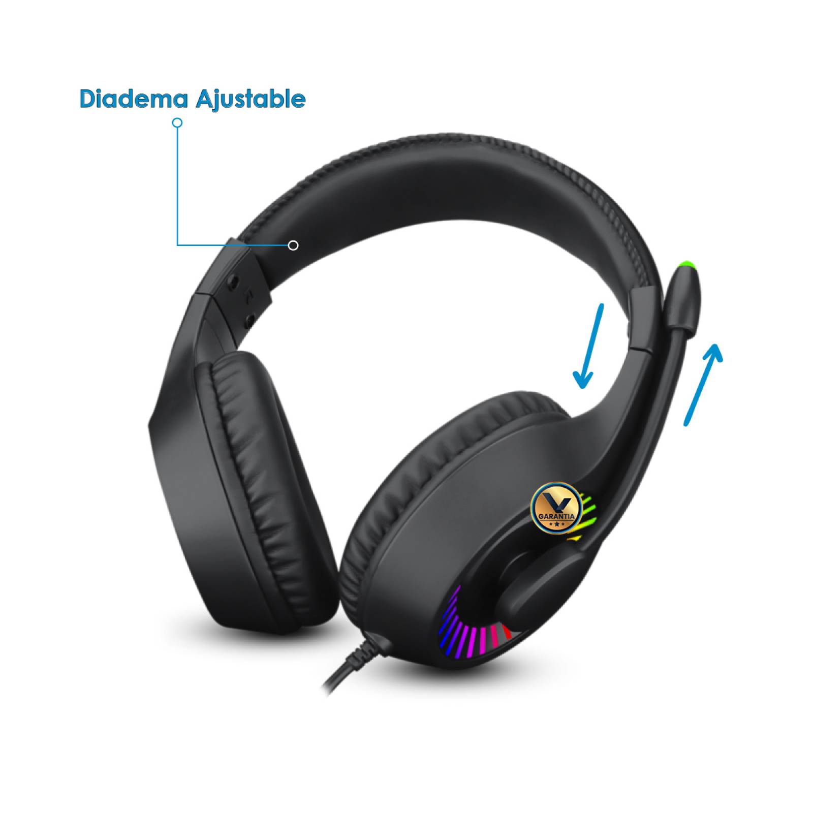 Audífonos Gamer Retro Iluminado Caspian con Diadema y Micrófono