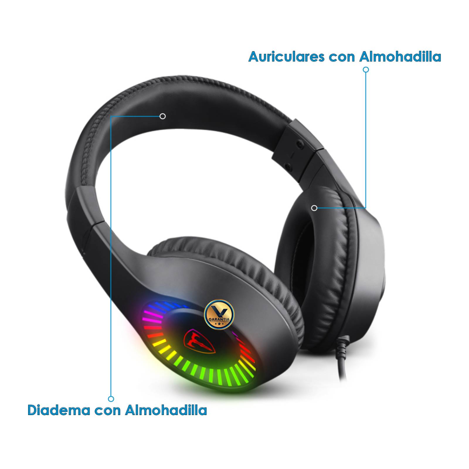 Audífonos Gamer Retro Iluminado Caspian con Diadema y Micrófono