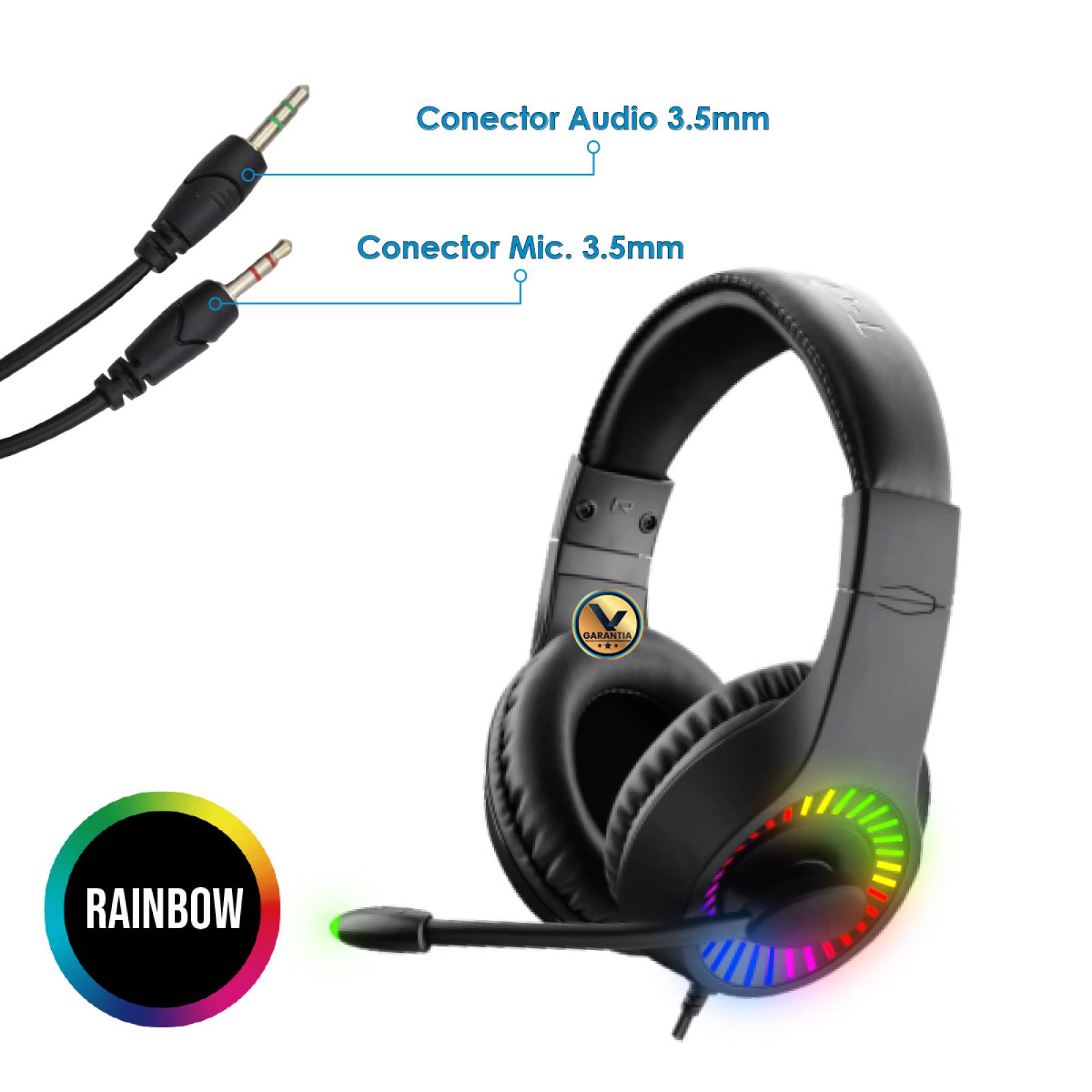 Audífonos Gamer Retro Iluminado Caspian con Diadema y Micrófono