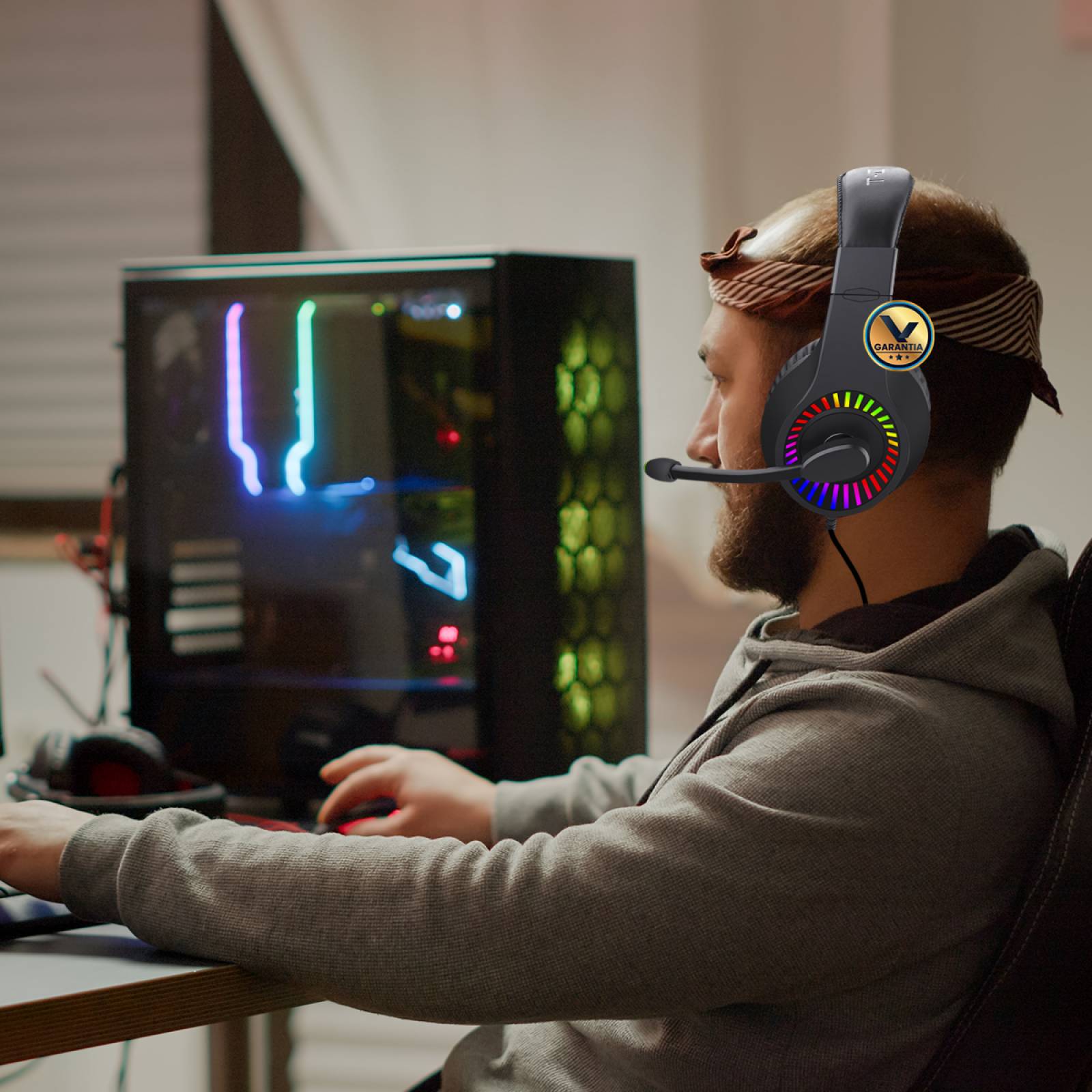 Audífonos Gamer Retro Iluminado Caspian con Diadema y Micrófono