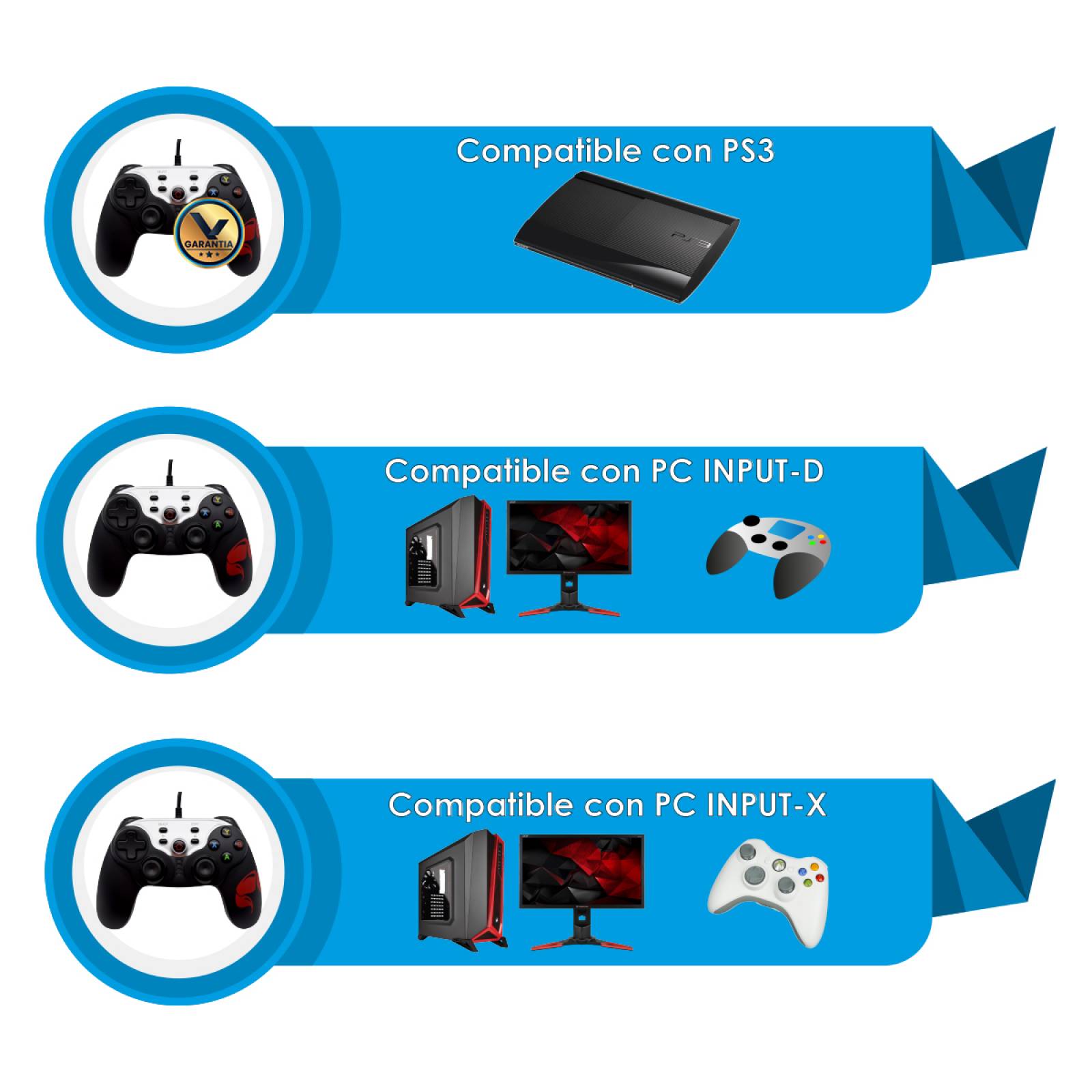 Control Alambrico Virtual Zone para PC PS3 y Android