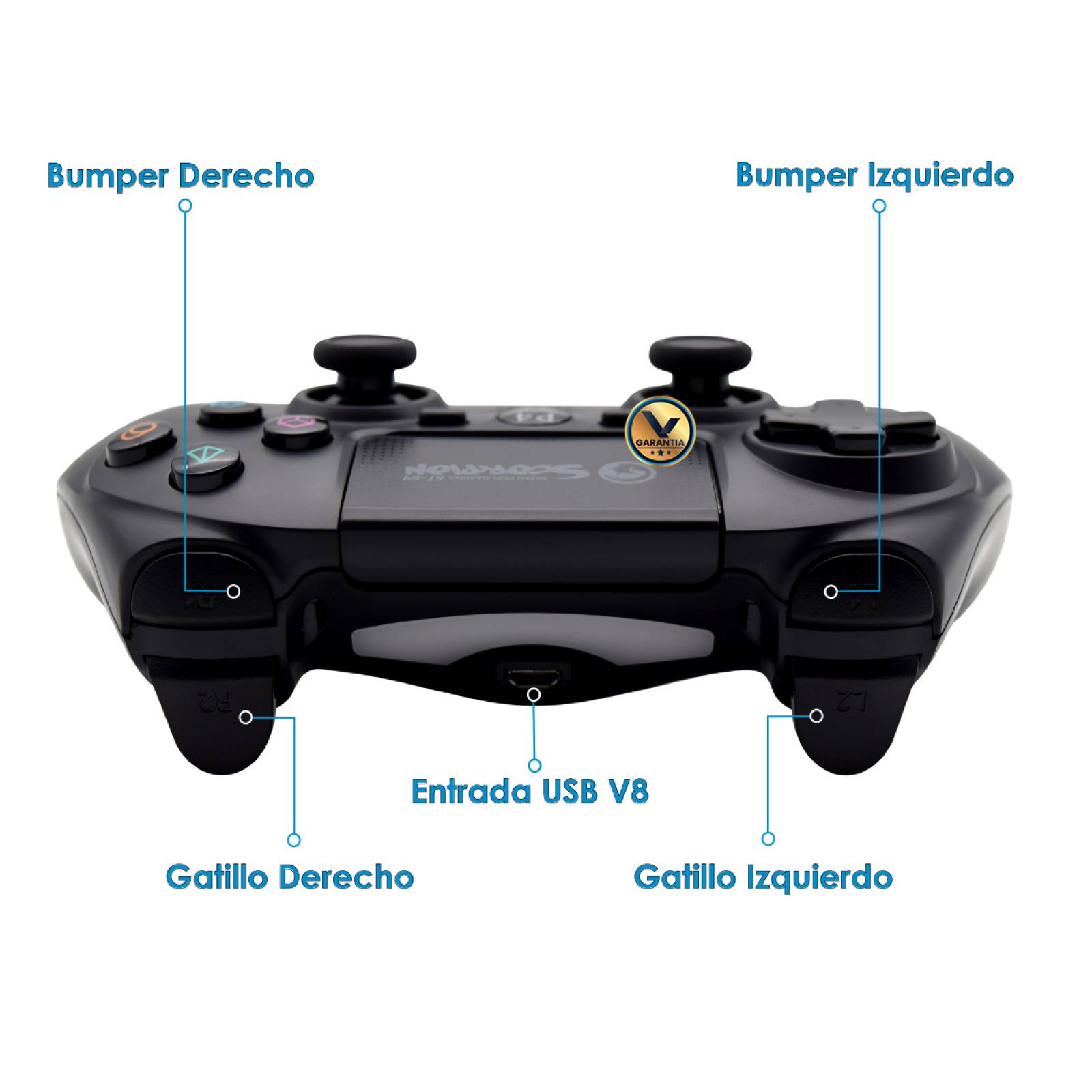 Control Inalambrico Recargable Virtual Zone Compatible PS4 PS3 o PC