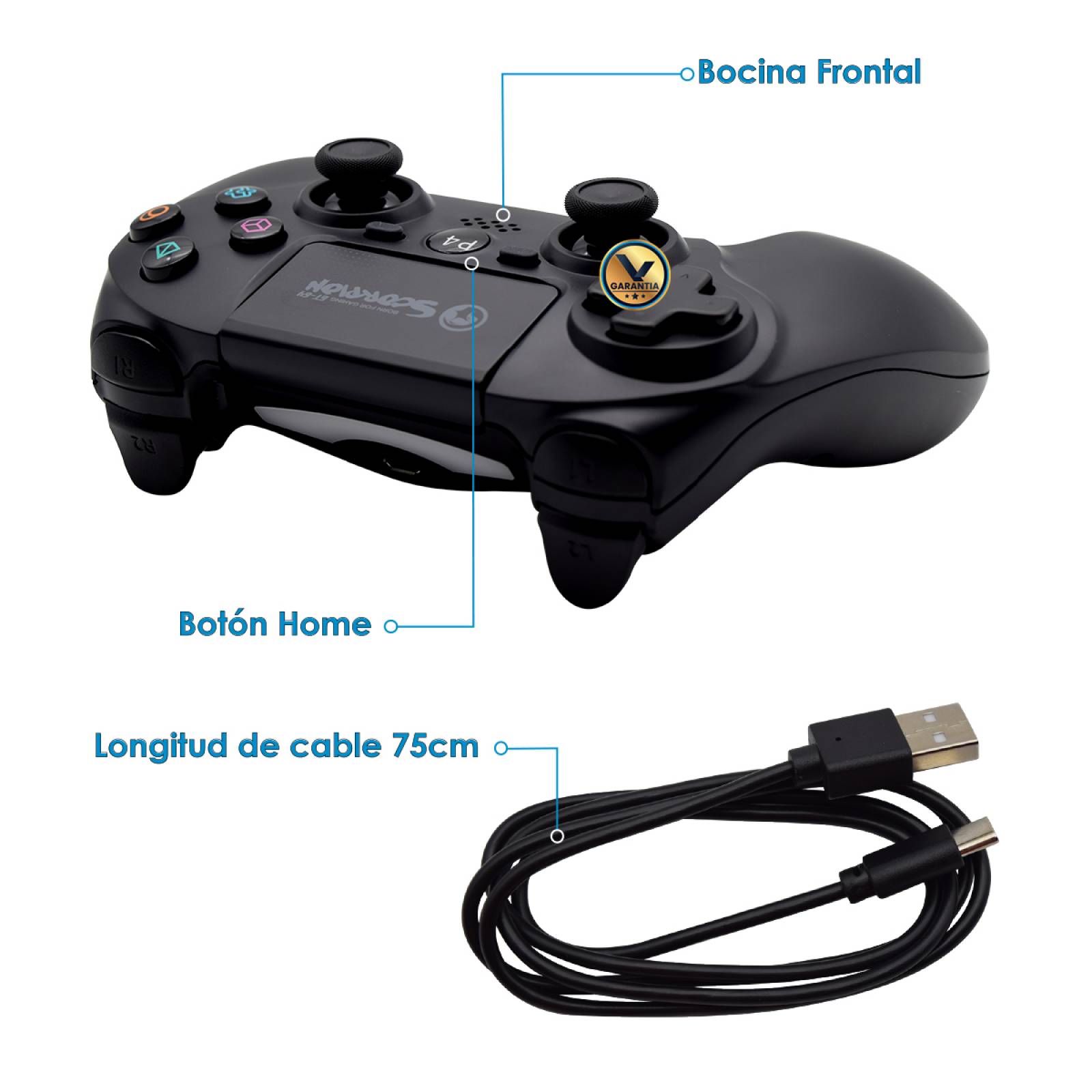 Control Inalambrico Recargable Virtual Zone Compatible PS4 PS3 o PC