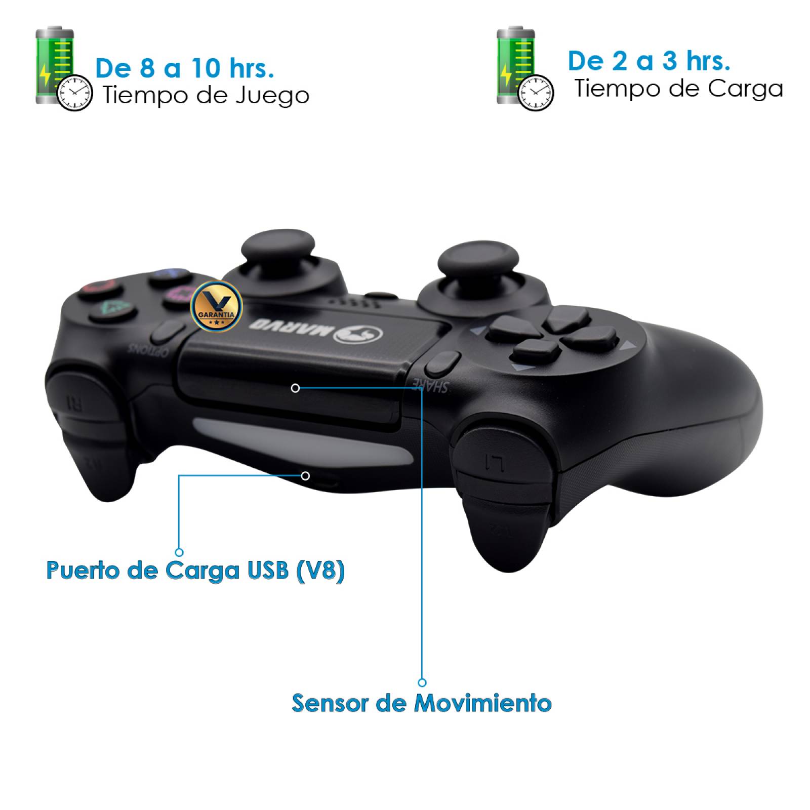 Control Inalambrico Recargable Virtual Zone Compatible PS4 PS3 PC o Android