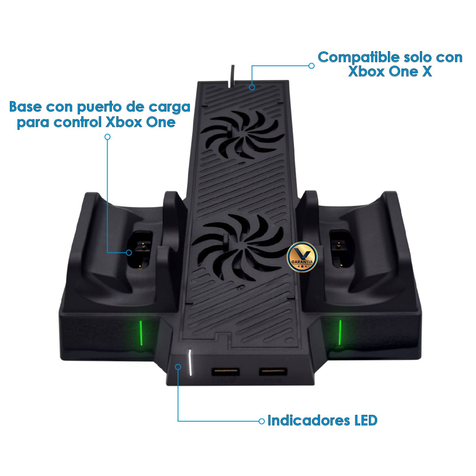 Base Ventilador Virtual Zone para XBOX One X y Cargador Doble para Control