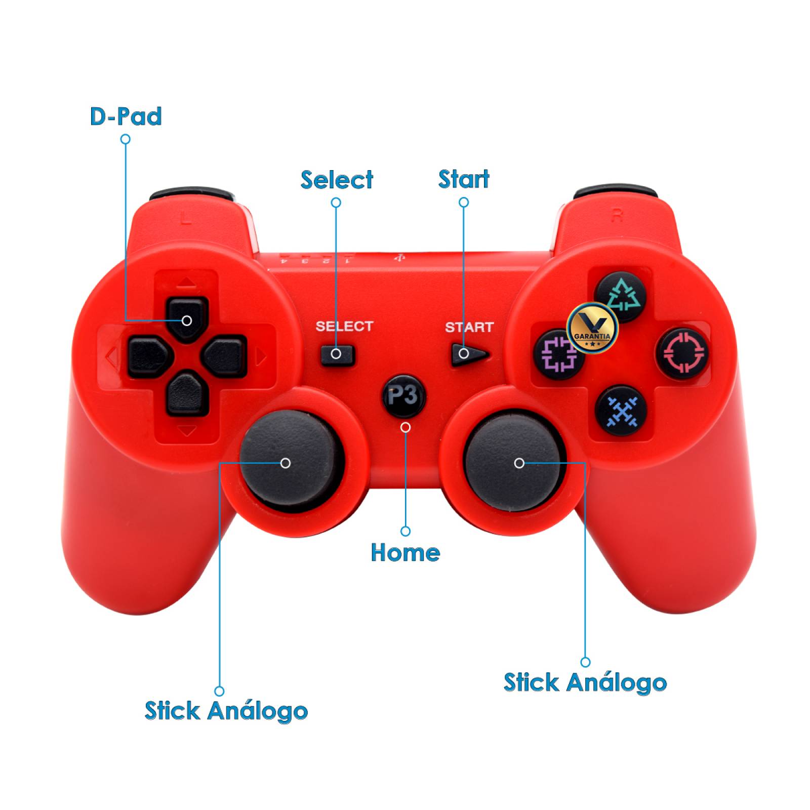 Control Inalámbrico Bluetooth Virtual Zone Azul Compatible con PlayStation 3