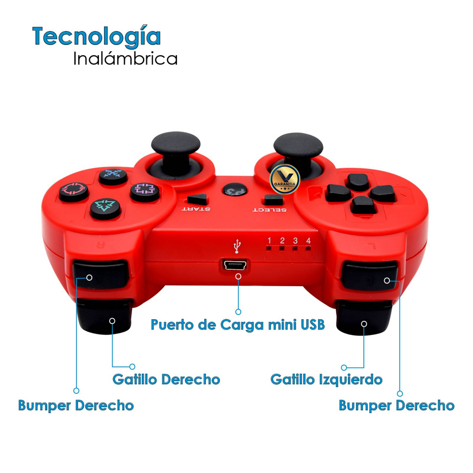 Control Inalámbrico Bluetooth Virtual Zone Azul Compatible con PlayStation 3