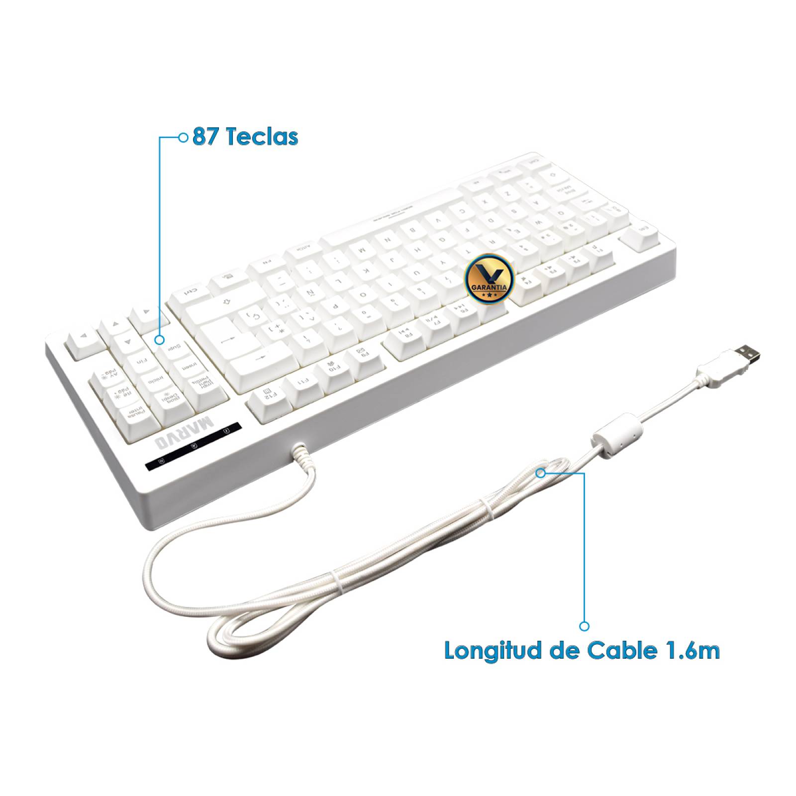 Kit Teclado Mouse y Tapete Gamer Virtual Zone 310 Blanco