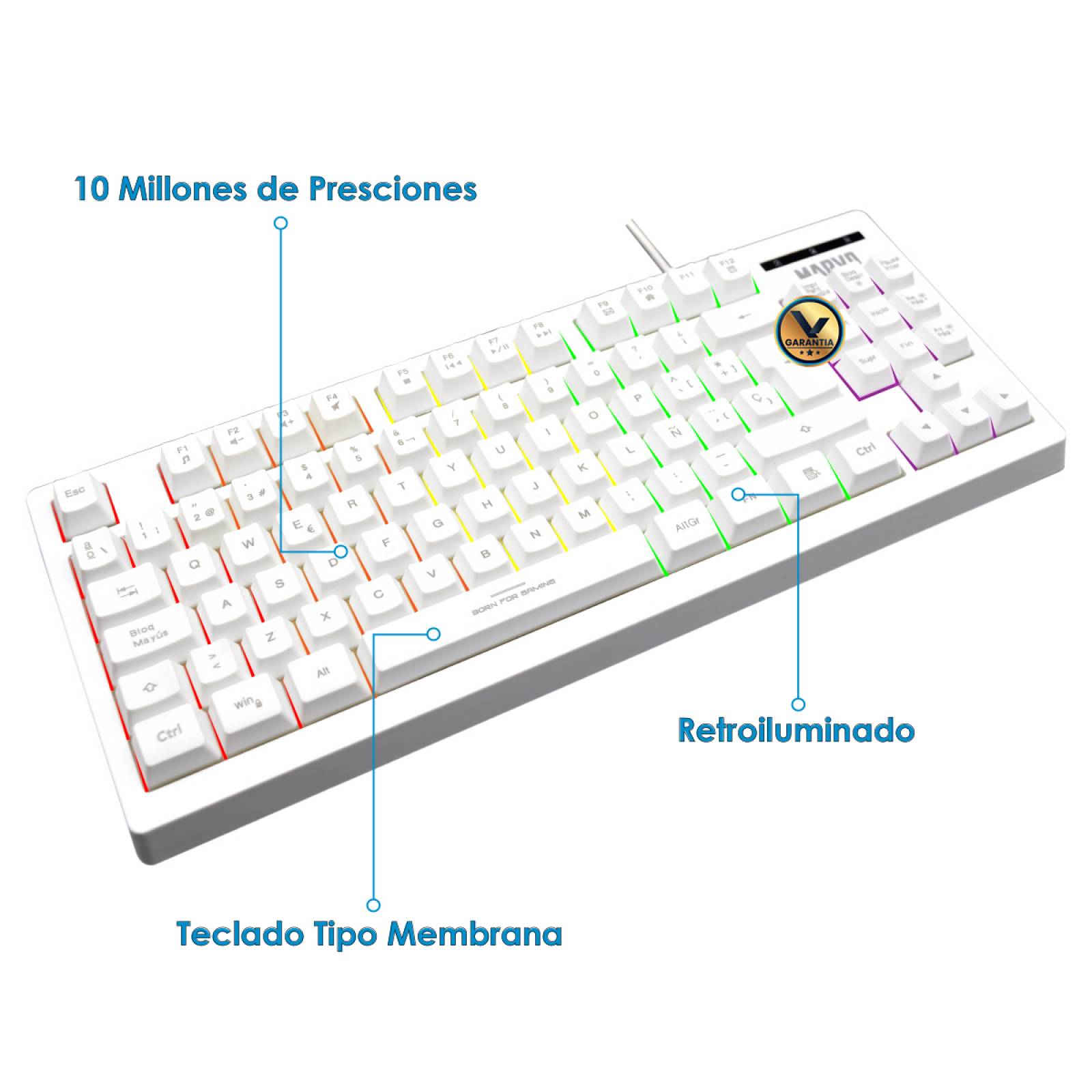 Kit Teclado Mouse y Tapete Gamer Virtual Zone 310 Blanco