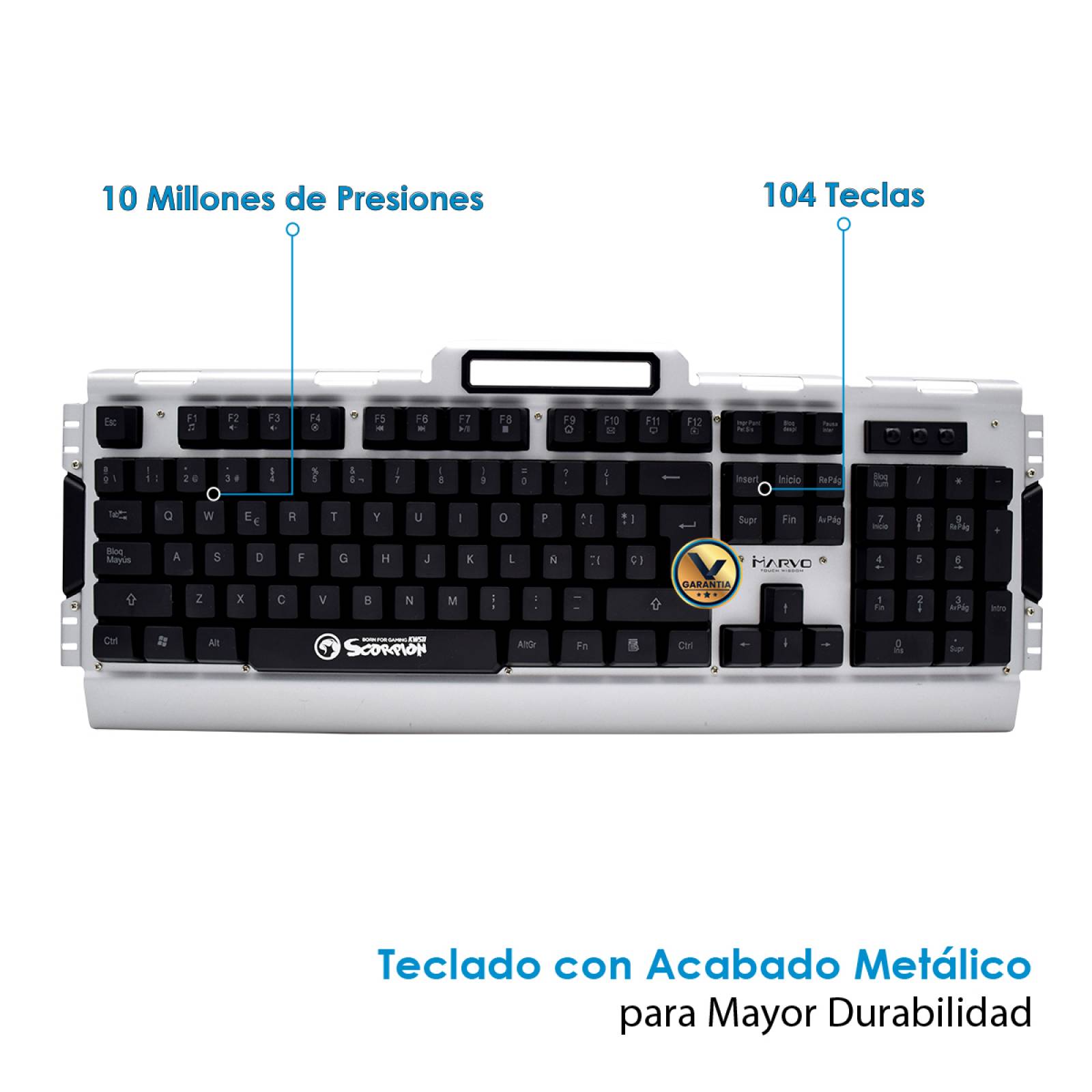 Kit Teclado y Mouse Gamer Inalámbrico Metálico KW511 Marvo