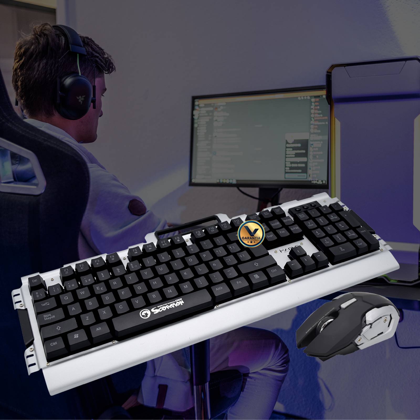 Kit Teclado y Mouse Gamer Inalámbrico Metálico KW511 Marvo