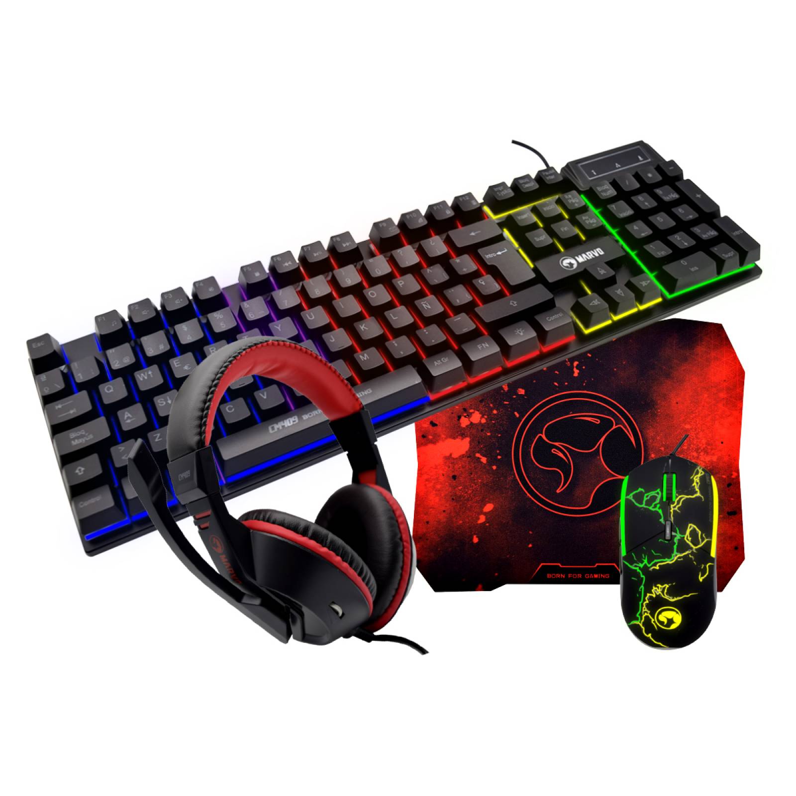 Kit Teclado Mouse Diadema y Tapete Gamer Virtual Zone 409