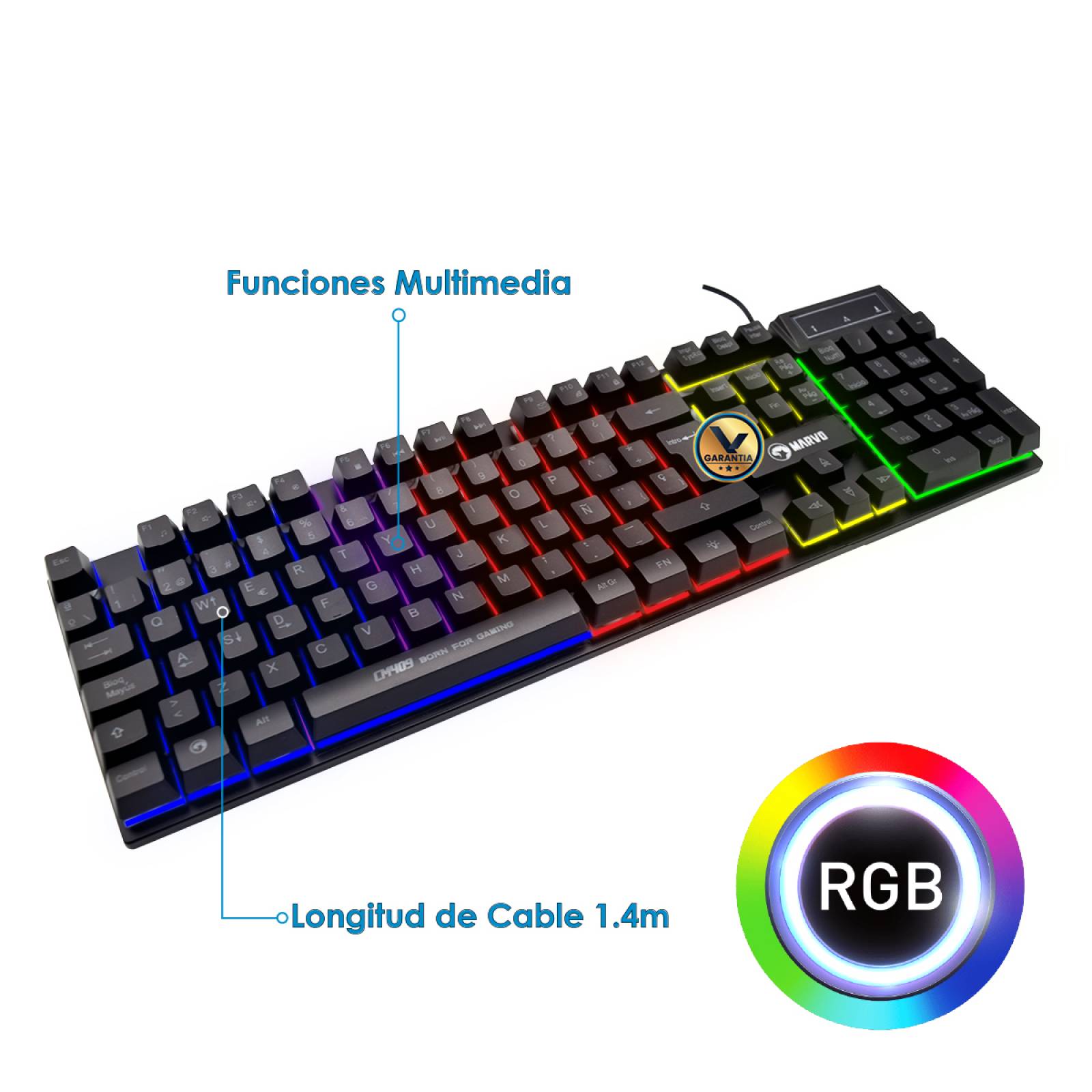Kit Teclado Mouse Diadema y Tapete Gamer Virtual Zone 409