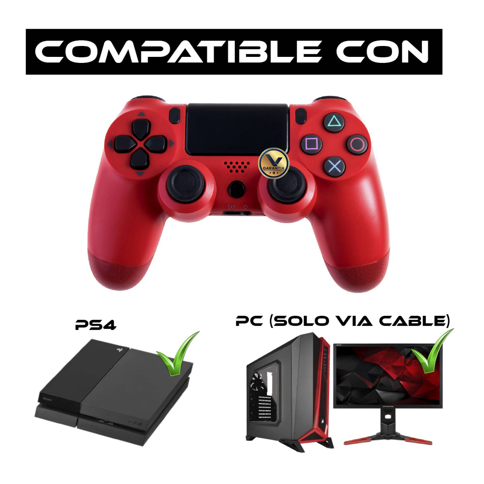 Control Inalambrico Recargable Virtual Zone con Sensor Movimiento Vibración Compatible PS4 PC o Android