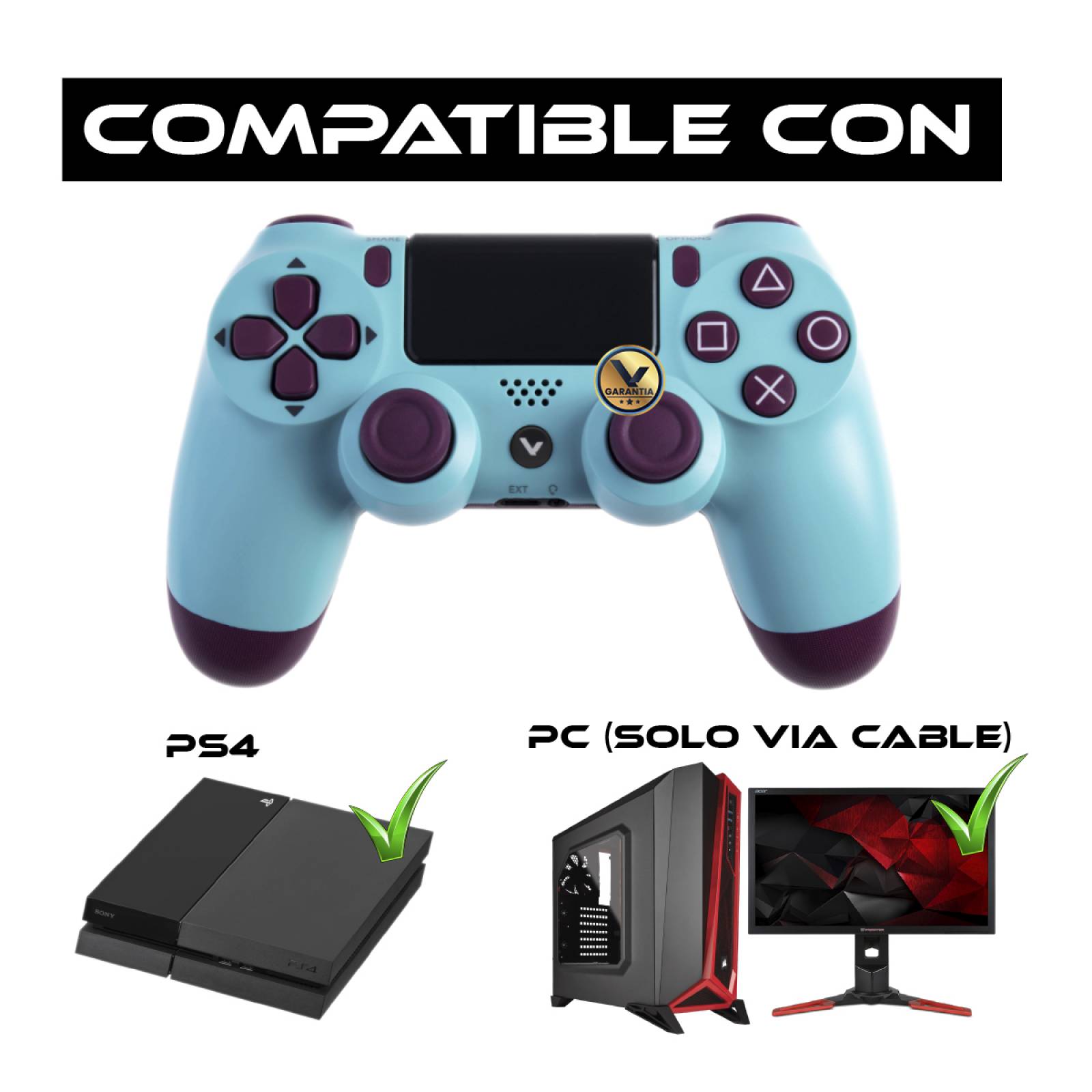 Control Inalambrico Recargable Virtual Zone con Sensor Movimiento Vibración Compatible PS4 PC o Android