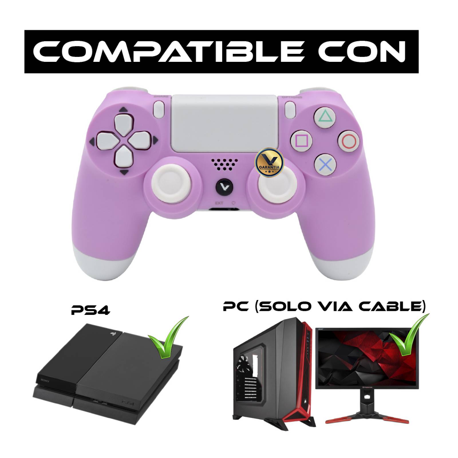 Control Inalambrico Recargable Virtual Zone con Sensor Movimiento Vibración Compatible PS4 PC o Android