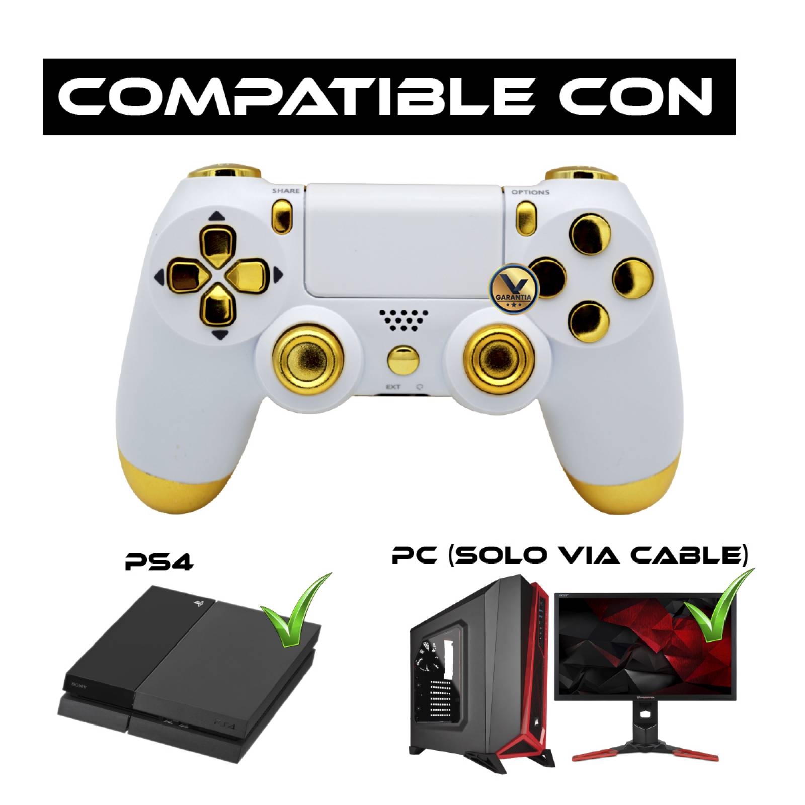 Control Inalambrico Recargable Virtual Zone con Sensor Movimiento Vibración Compatible PS4 PC o Android