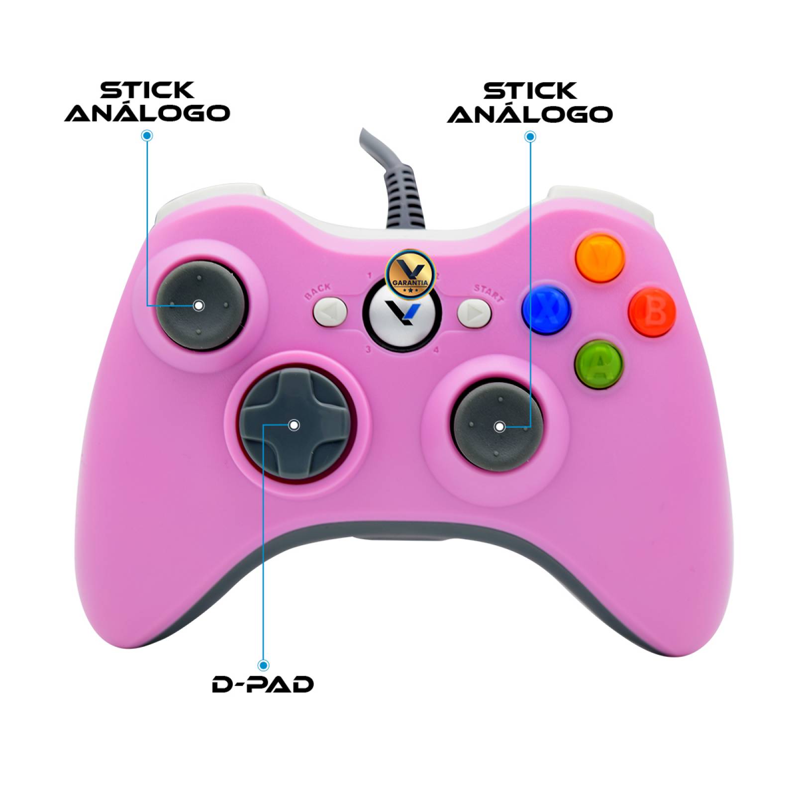 Control Alambrico Compatible con XBOX 360 / PC