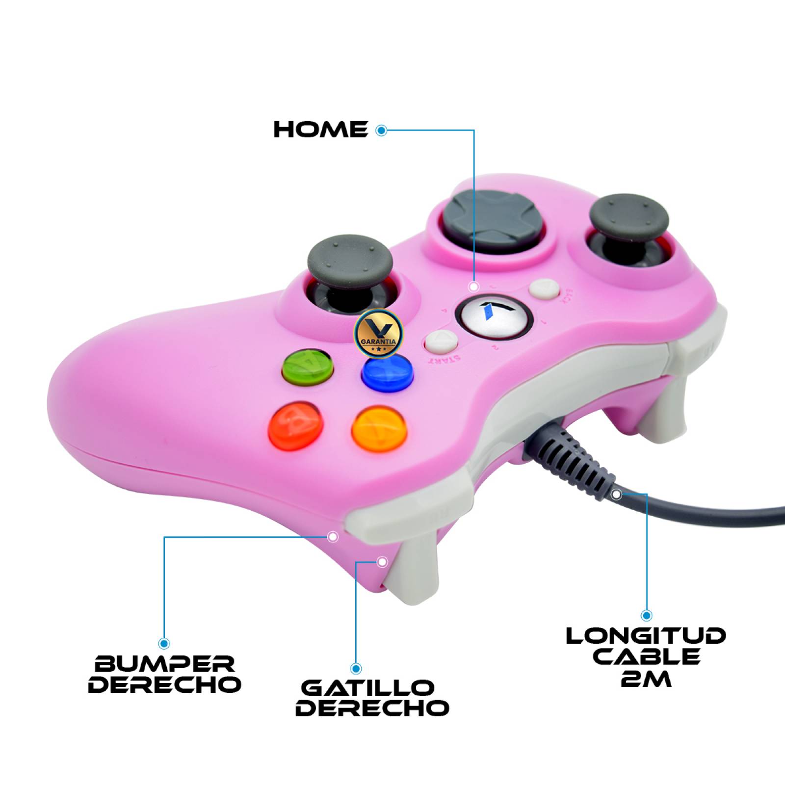 Control Alambrico Compatible con XBOX 360 / PC