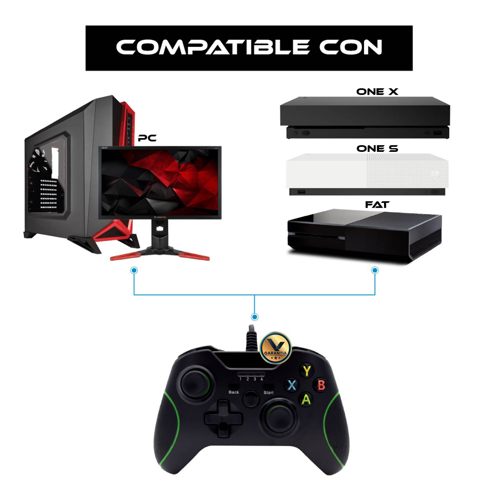 Control Alambrico Compatible con XBOX One XBOX Series X o PC