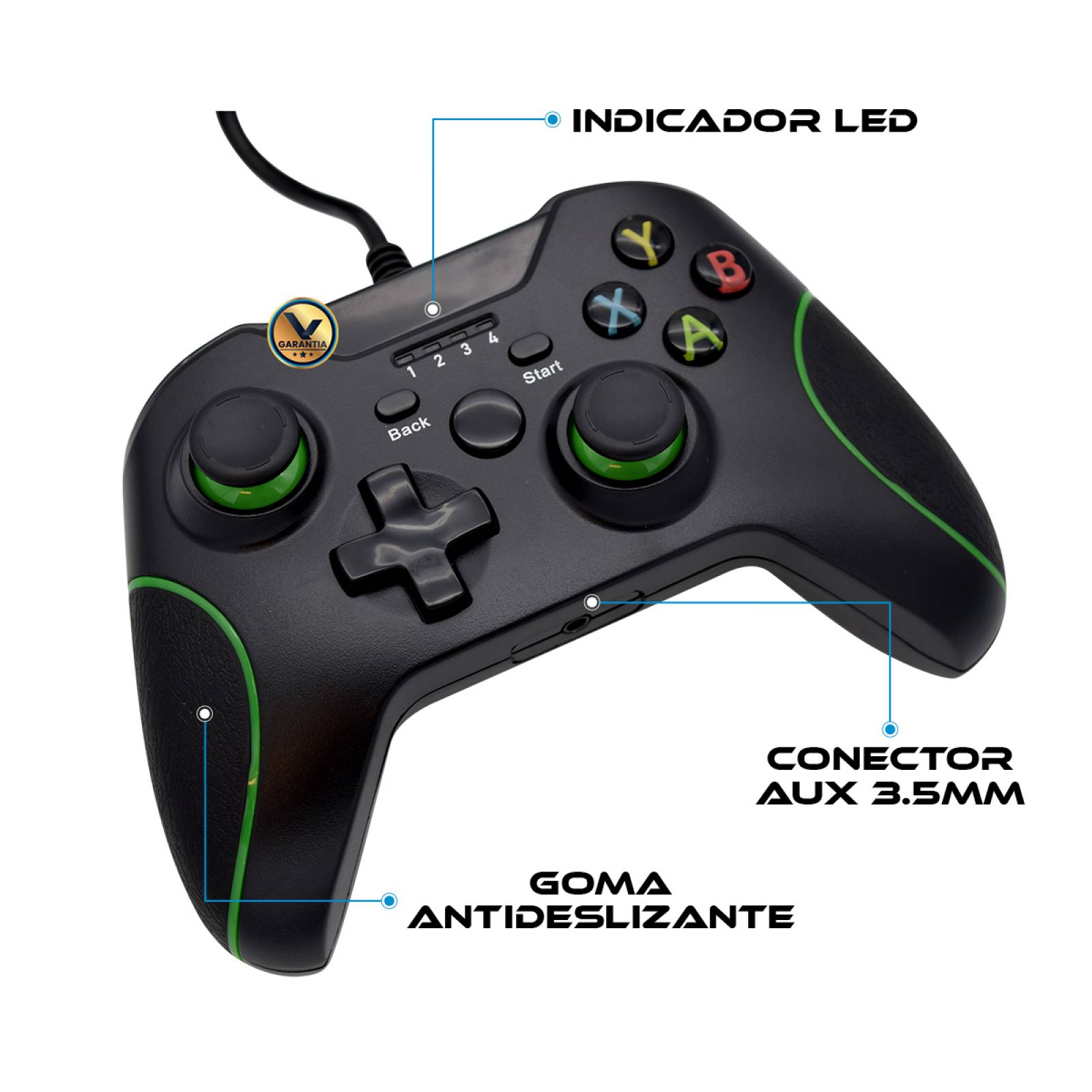 Control Alambrico Compatible con XBOX One XBOX Series X o PC